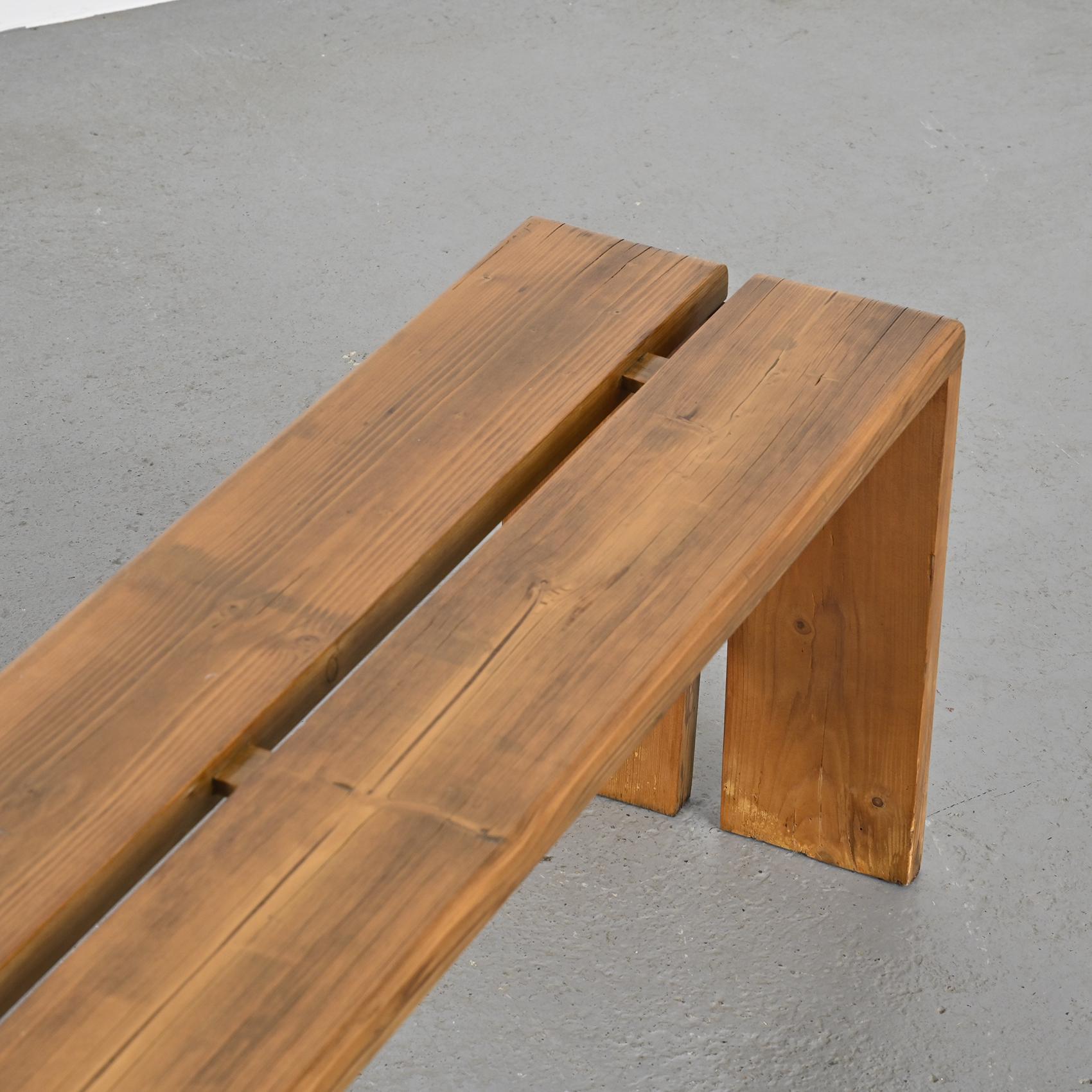 Large Solid Pine Bench from Les Arcs, France, circa 1973  4