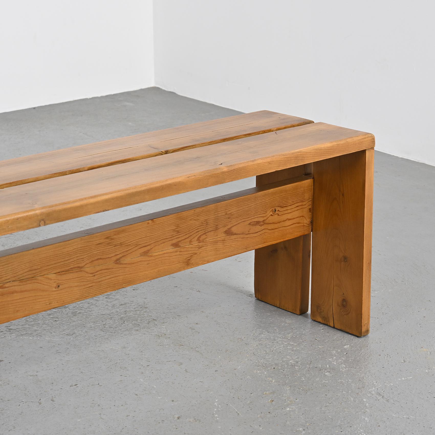 Large Solid Pine Bench from Les Arcs, France, circa 1973  6