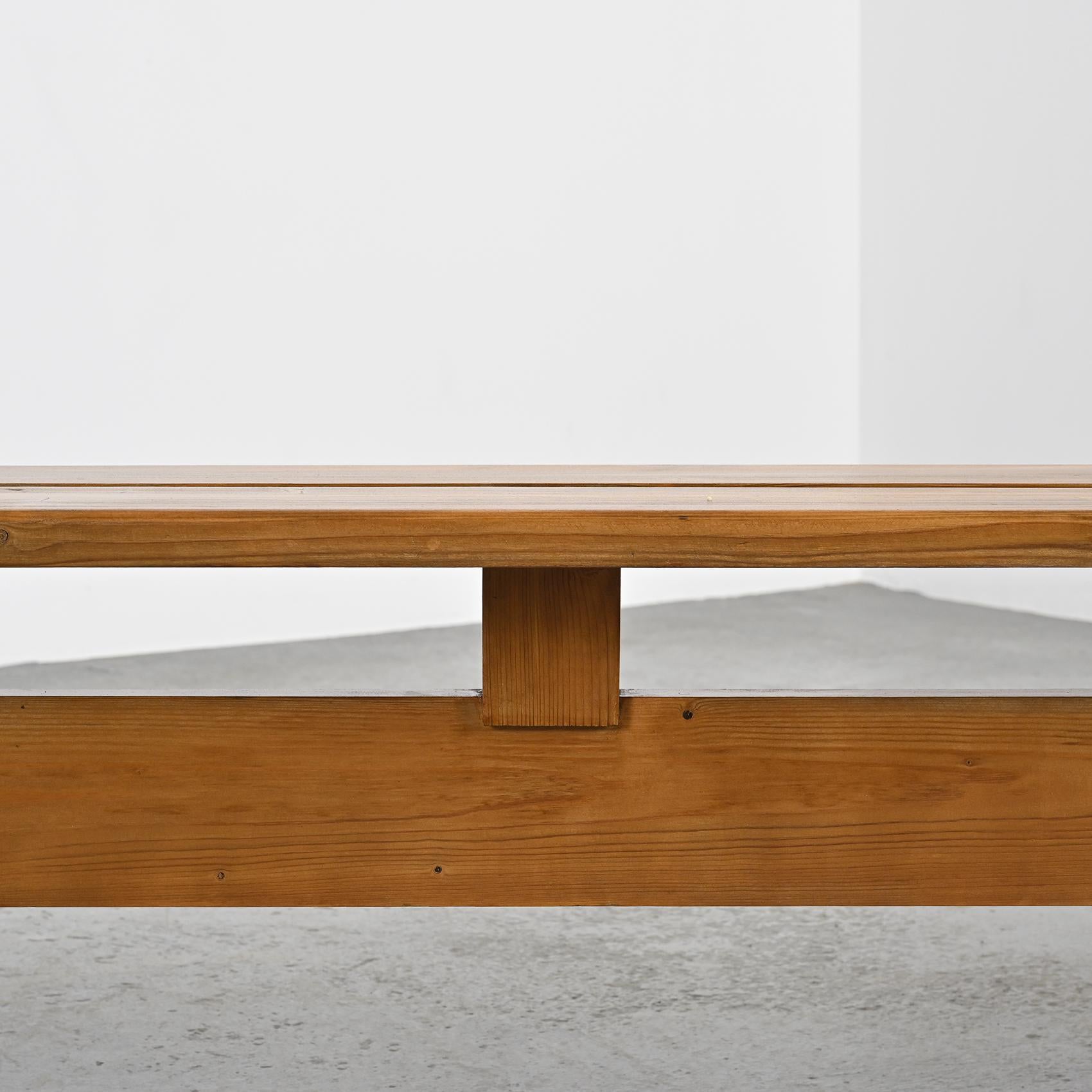 Large Solid Pine Bench from Les Arcs, France, circa 1973  1