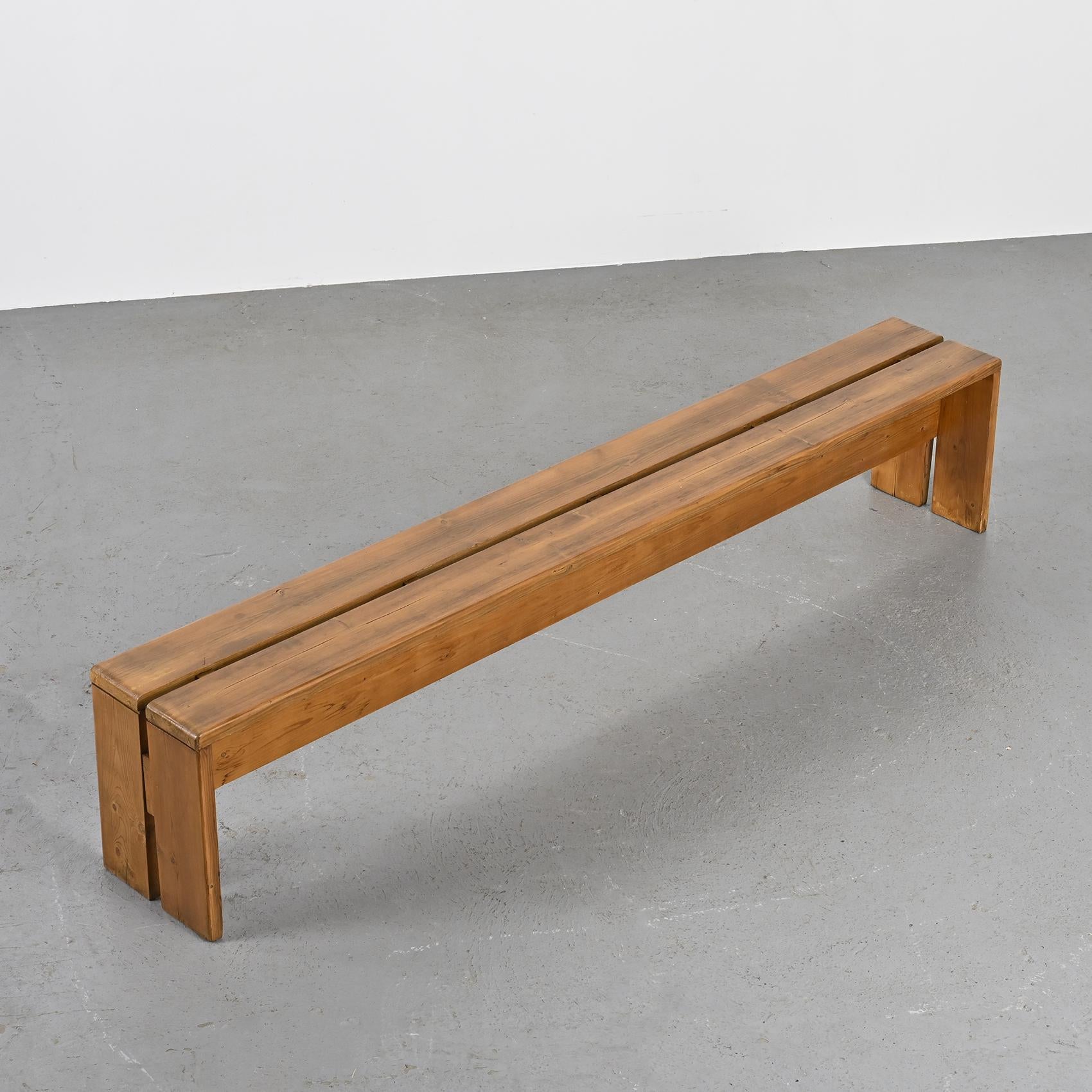 Large Solid Pine Bench from Les Arcs, France, circa 1973  2