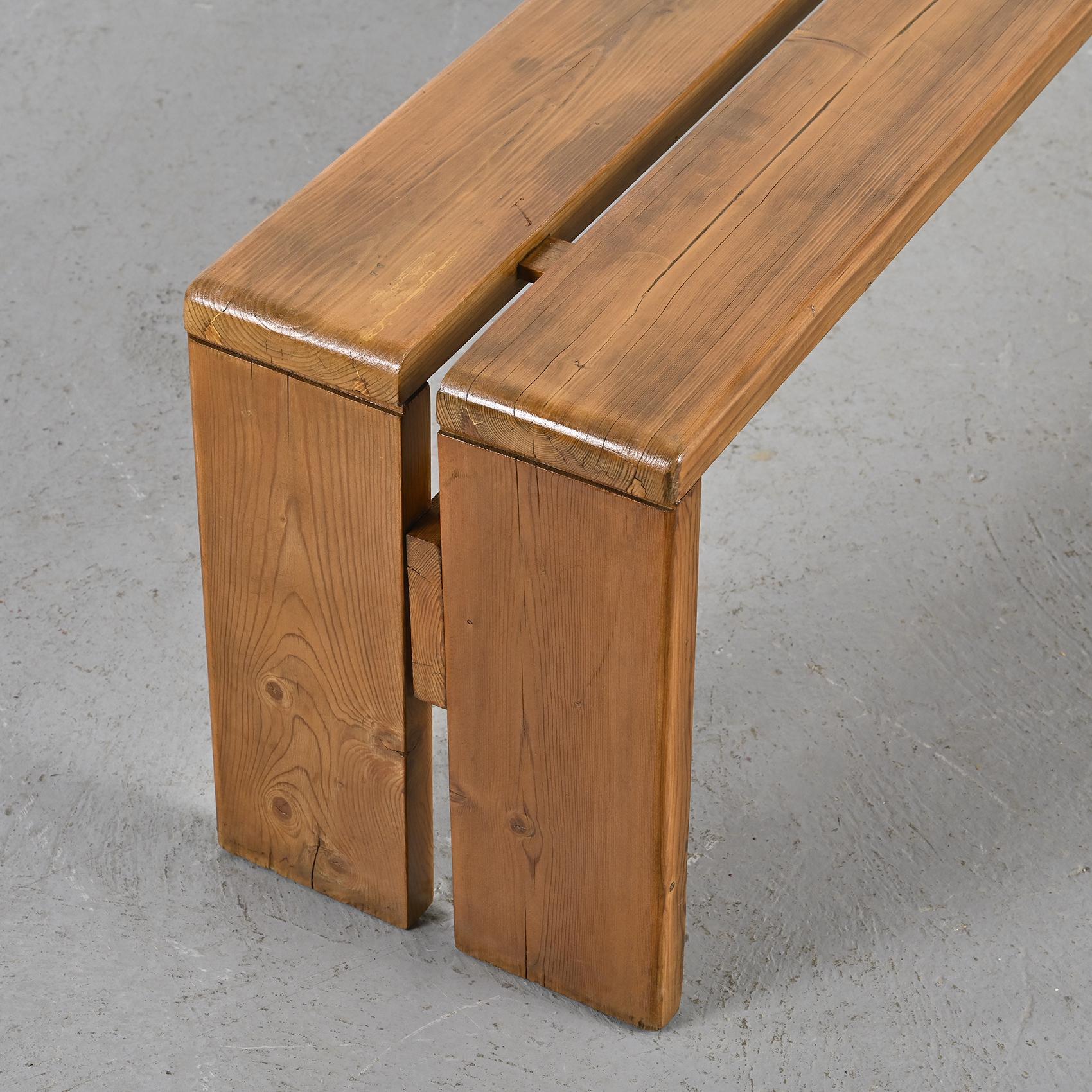 Large Solid Pine Bench from Les Arcs, France, circa 1973  3