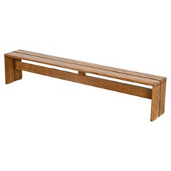 Large Solid Pine Bench from Les Arcs, France, circa 1973 