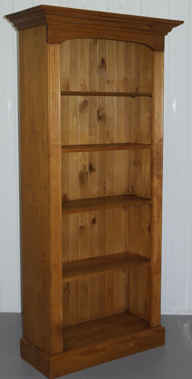 Large Solid Pine Farmhouse Country Bookcase Lovely Natural Wood Finish and Feel 5