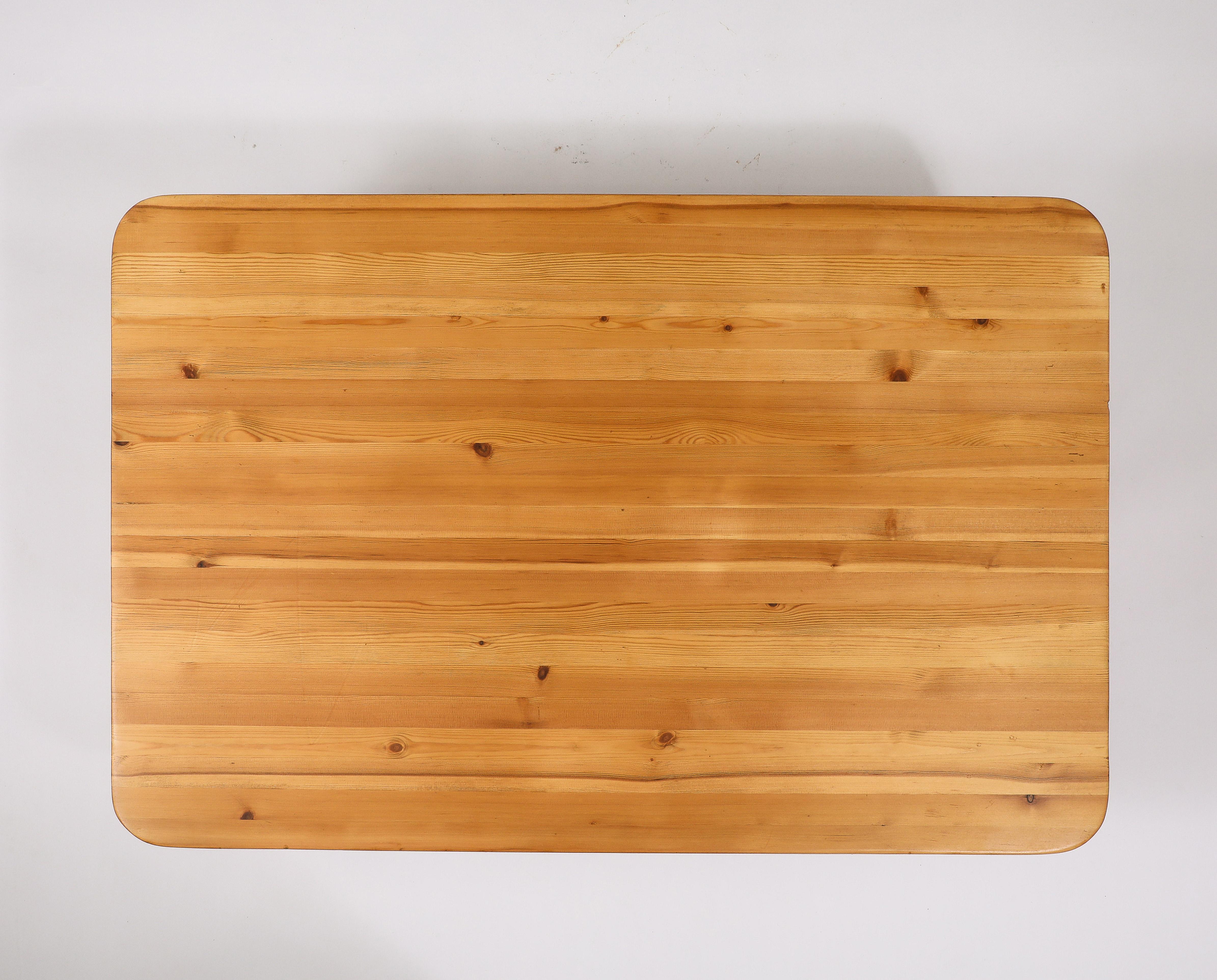 Large Solid Pine Rectangular Coffee Table, France 1960's For Sale 4