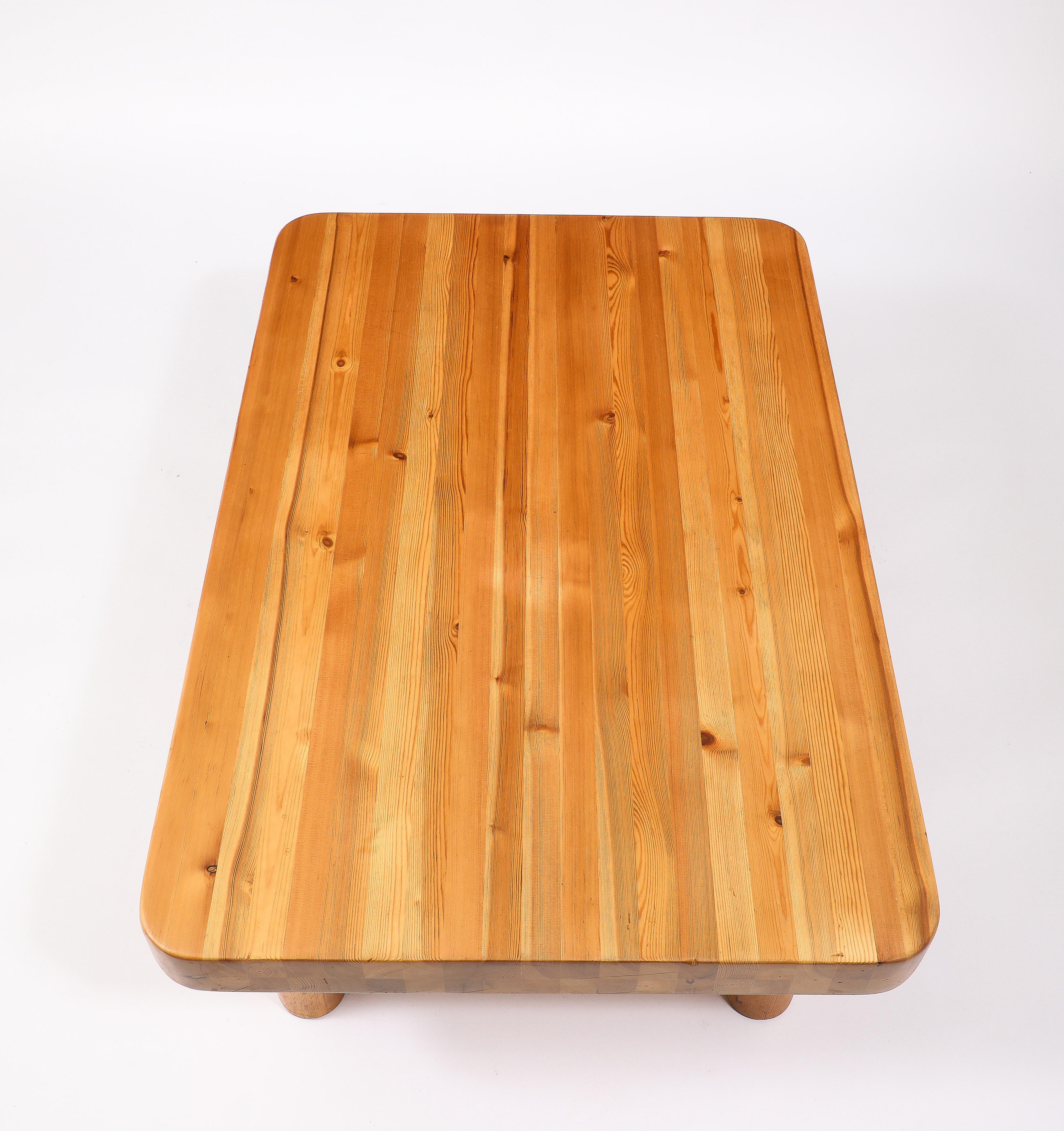 Large Solid Pine Rectangular Coffee Table, France 1960's For Sale 5