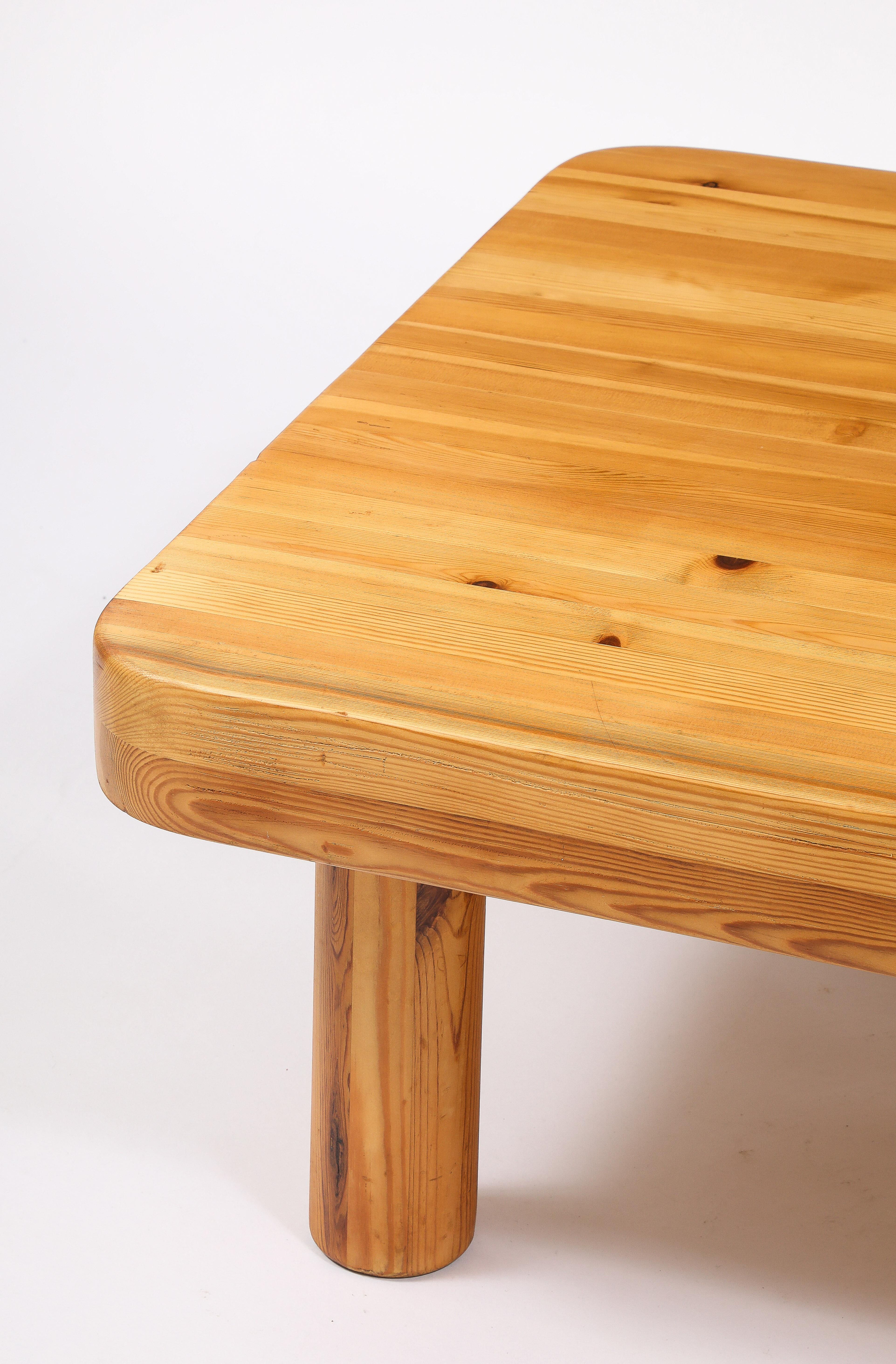 Mid-Century Modern Large Solid Pine Rectangular Coffee Table, France 1960's For Sale