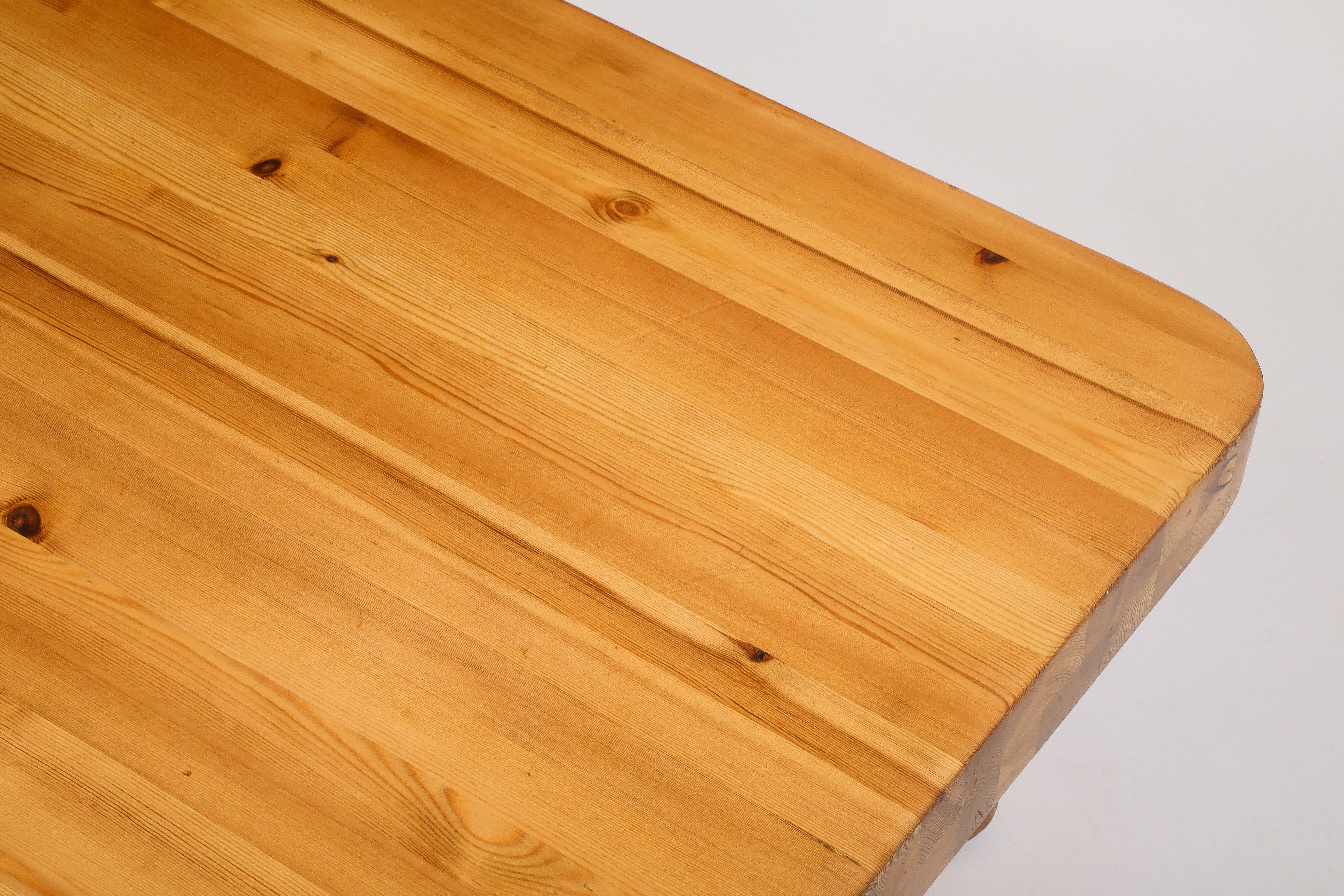 Large Solid Pine Rectangular Coffee Table, France 1960's For Sale 2