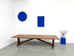 Large solid pine refectory table, France, 1970s