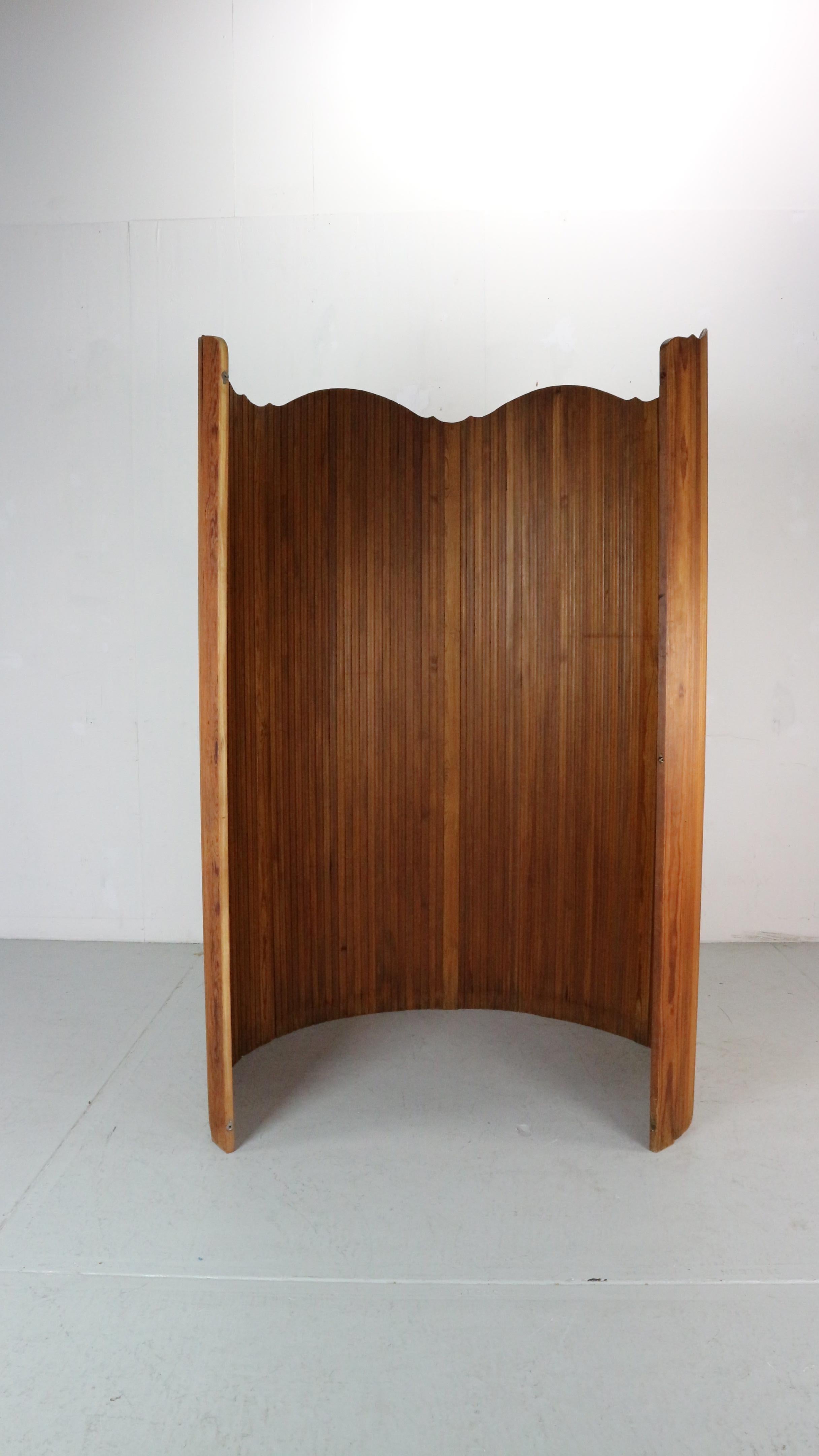 Large solid pine room divider by S.N.S.A. , France 1930s.  13