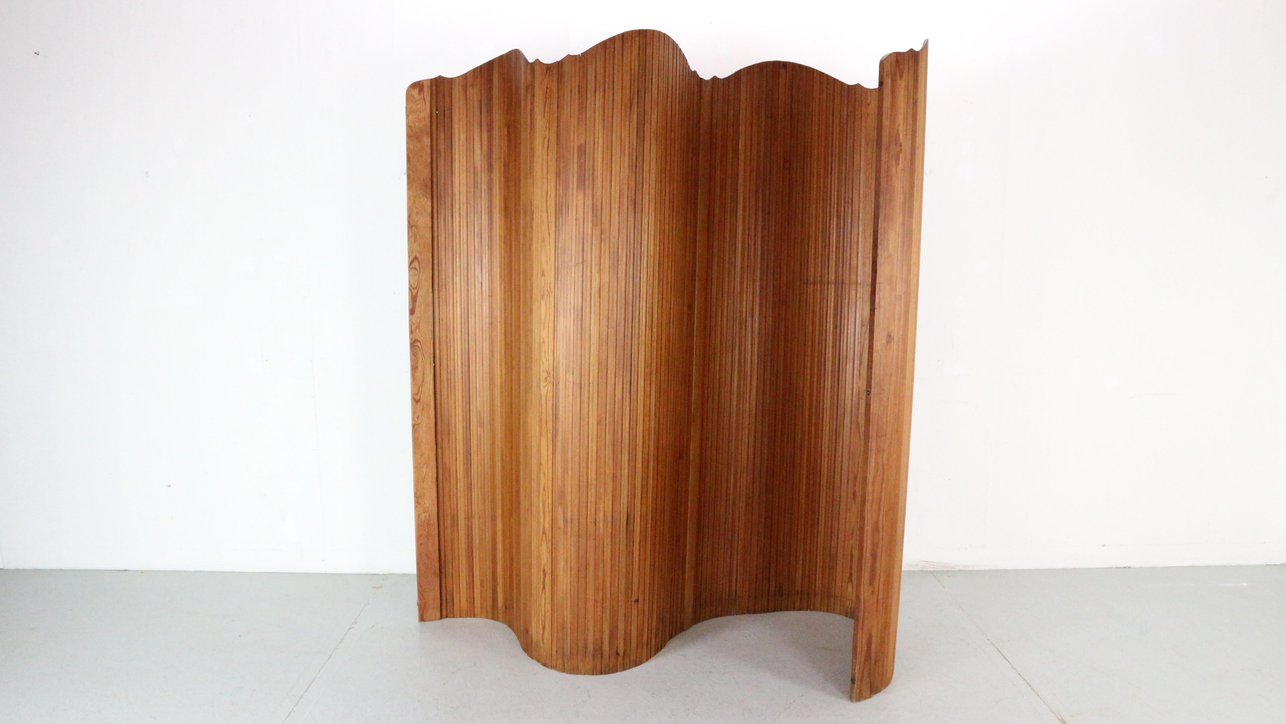 French Large solid pine room divider by S.N.S.A. , France 1930s. 
