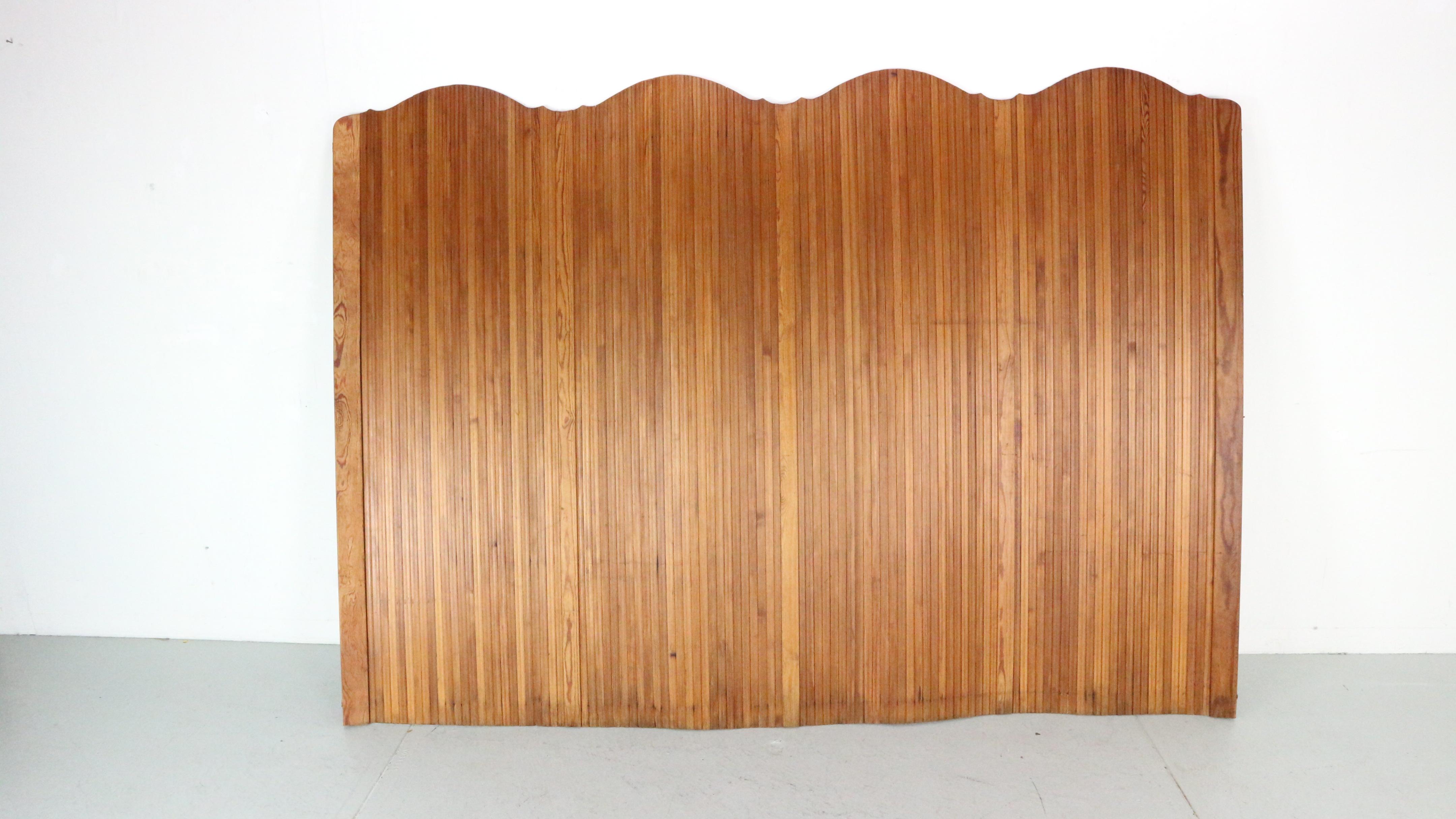 Pine Large solid pine room divider by S.N.S.A. , France 1930s. 