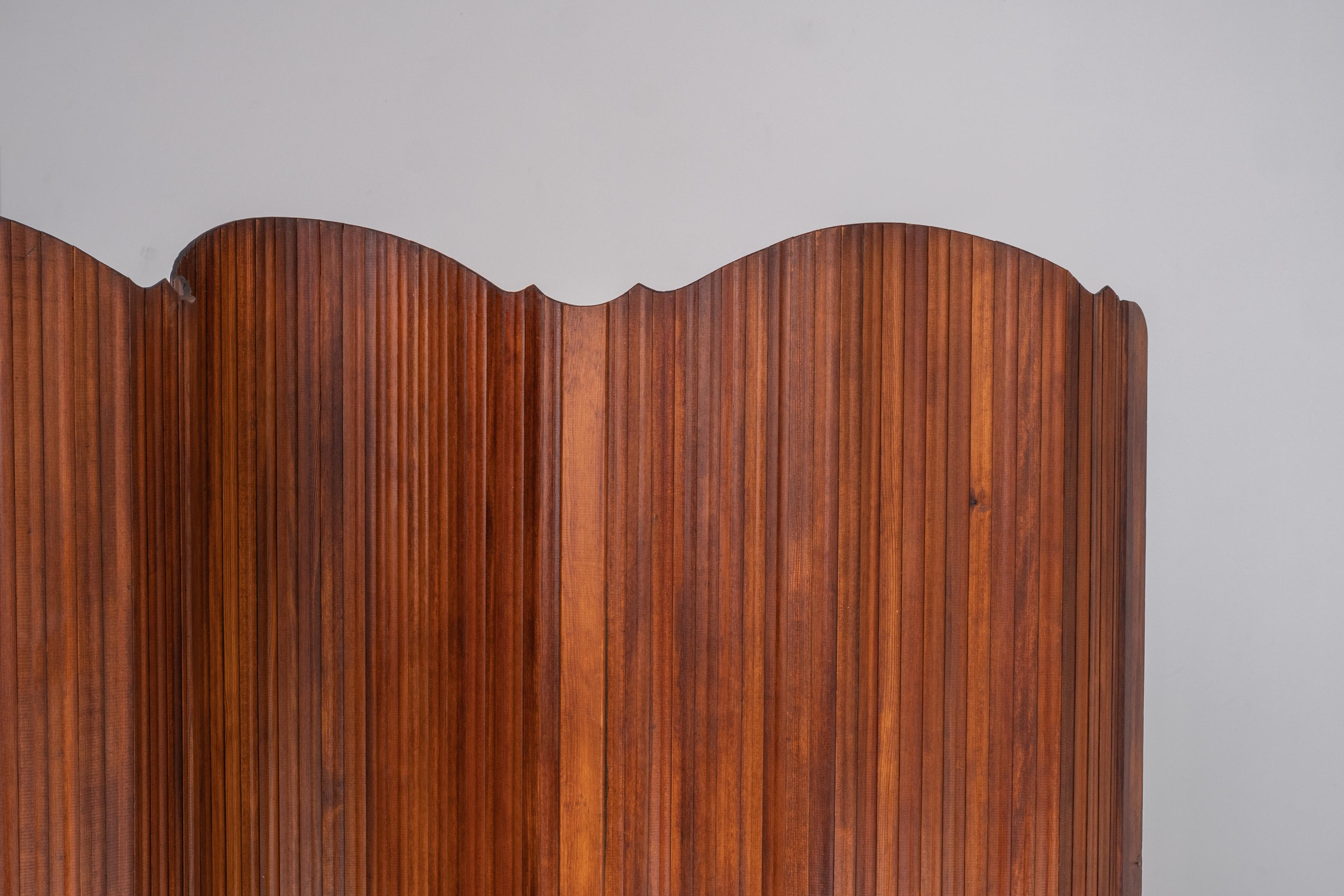 Mid-Century Modern Large Solid Pine Room Divider by S.N.S.A., France, 1950s