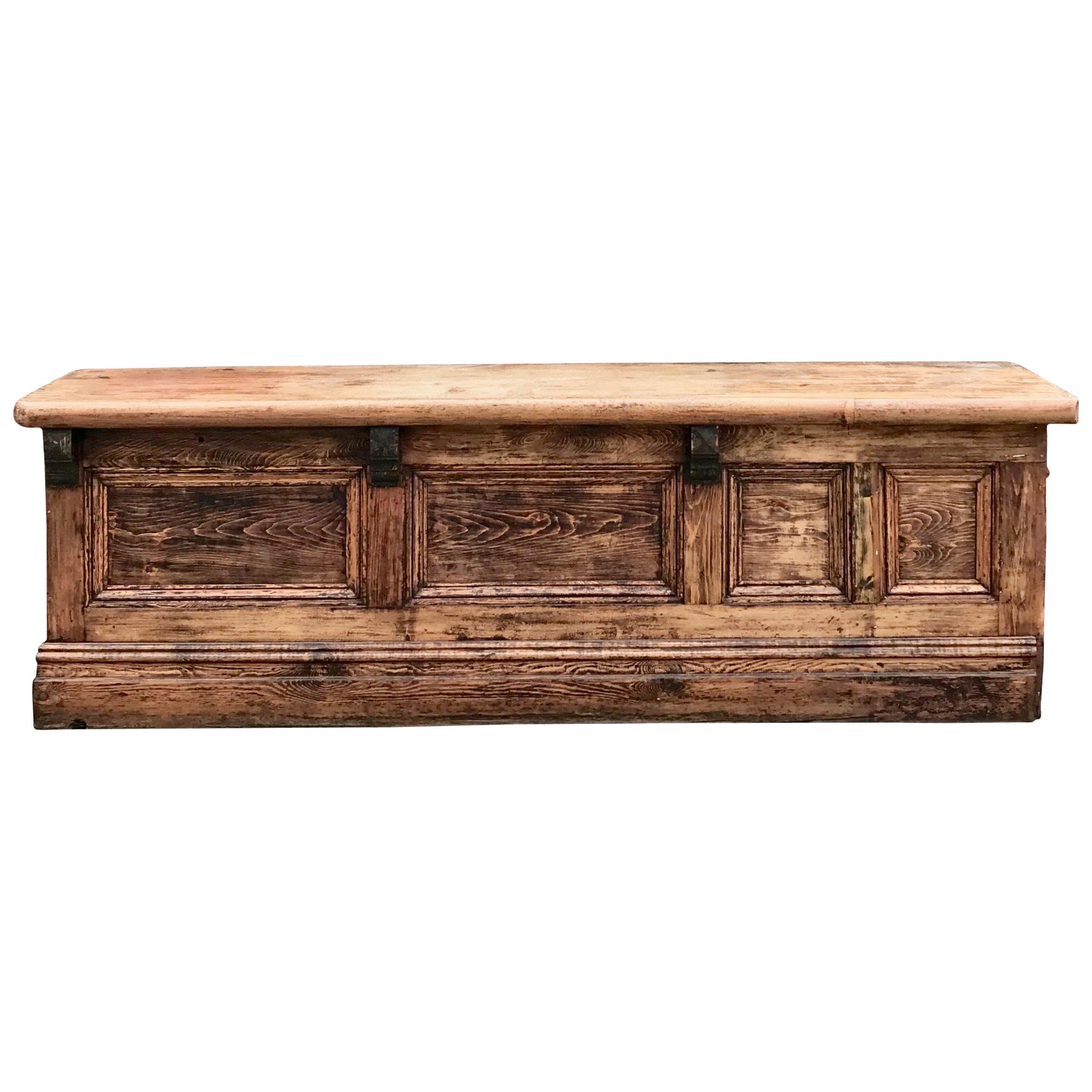 Large Solid Pine Victorian Shop Counter For Sale