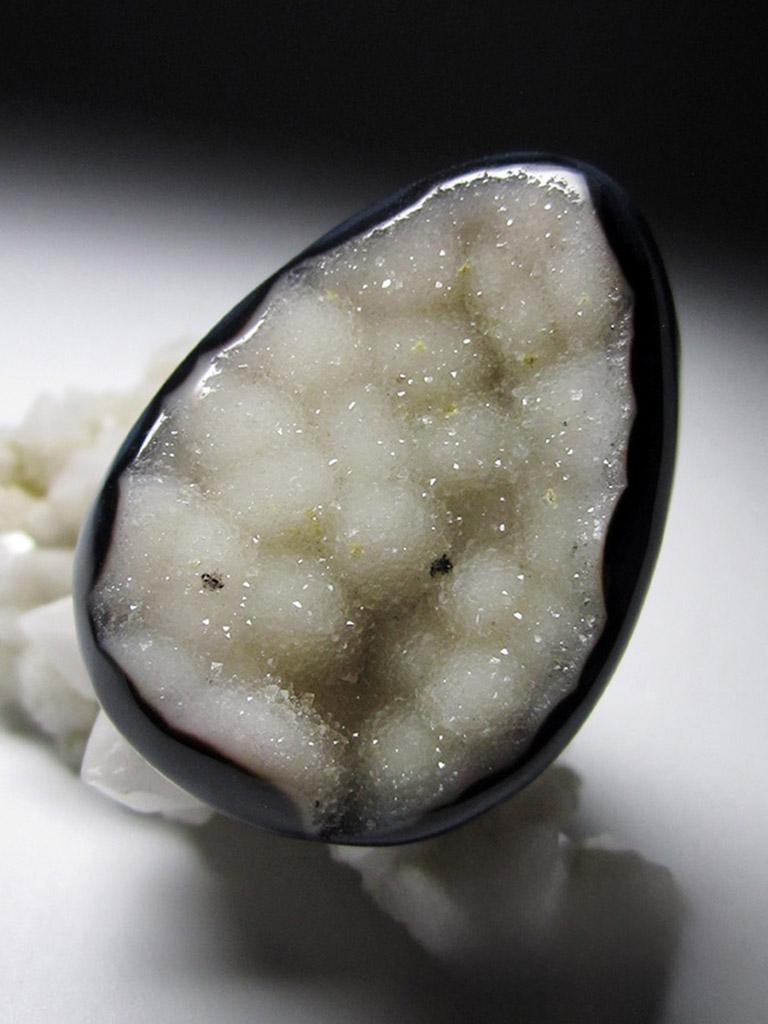 Large Solid Quartz Ring Rock Crystal Raw Crystals Black White For Sale 2