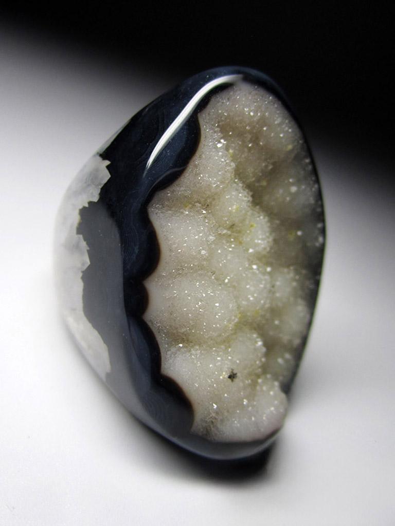 Large Solid Quartz Ring Rock Crystal Raw Crystals Black White For Sale 4