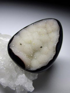 Large Solid Quartz Ring Rock Crystal Raw Crystals Black White