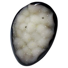 Large Solid Quartz Ring Rock Crystal Raw Crystals Black White