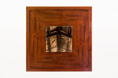 Gran espejo con marco de madera maciza de sapeli de Saporiti, alrededor de 1960, Italia