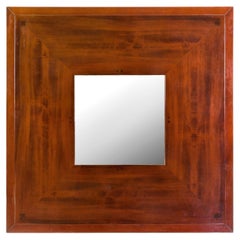 Gran espejo con marco de madera maciza de sapeli de Saporiti, alrededor de 1960, Italia