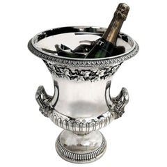 Large Solid Silver Champagne Wine Cooler Italian, circa 1960