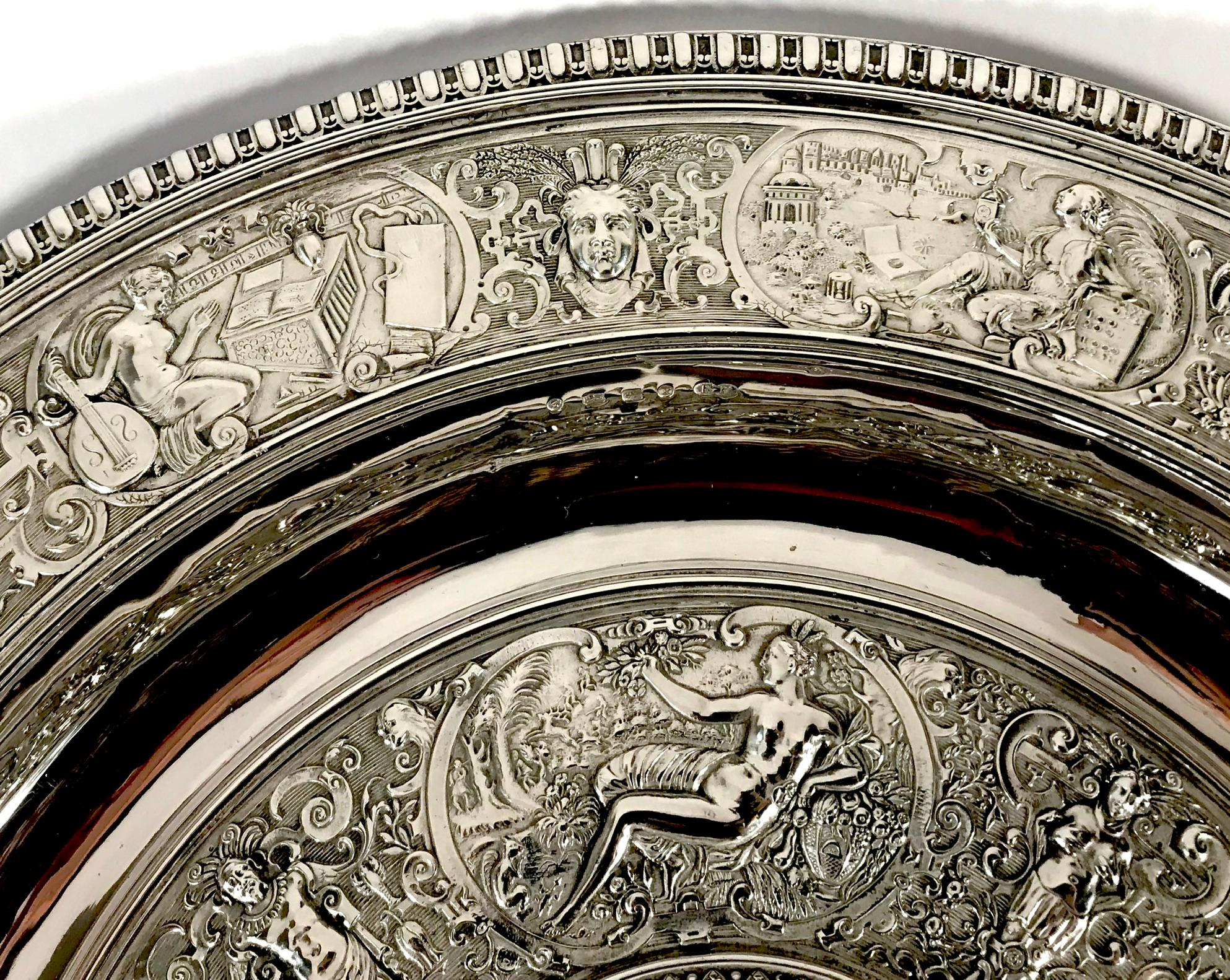 British Large Solid Silver Sterling Venus Rosewater Dish 1872 Wimbledon Tennis