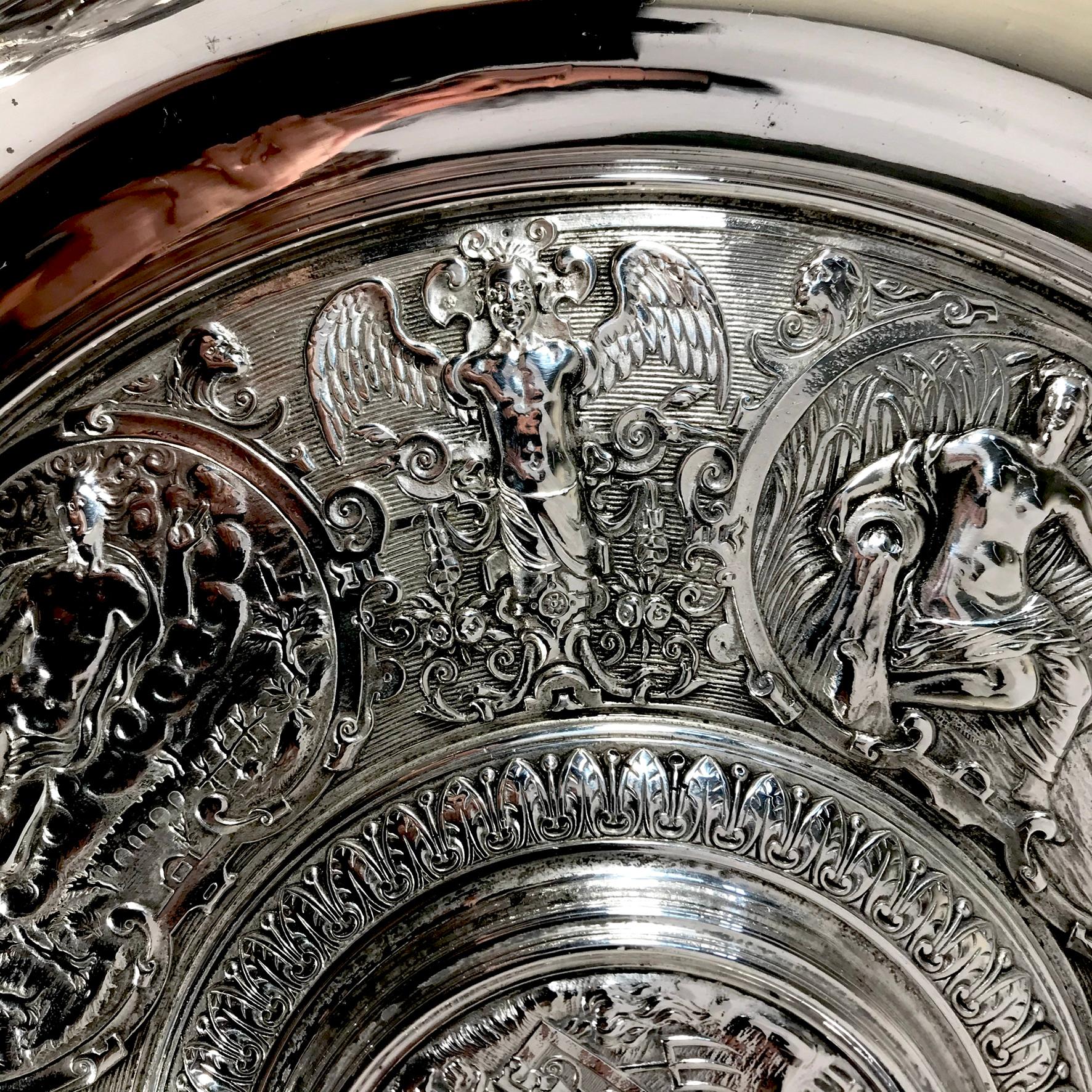 Large Solid Silver Sterling Venus Rosewater Dish 1872 Wimbledon Tennis In Good Condition In London, GB