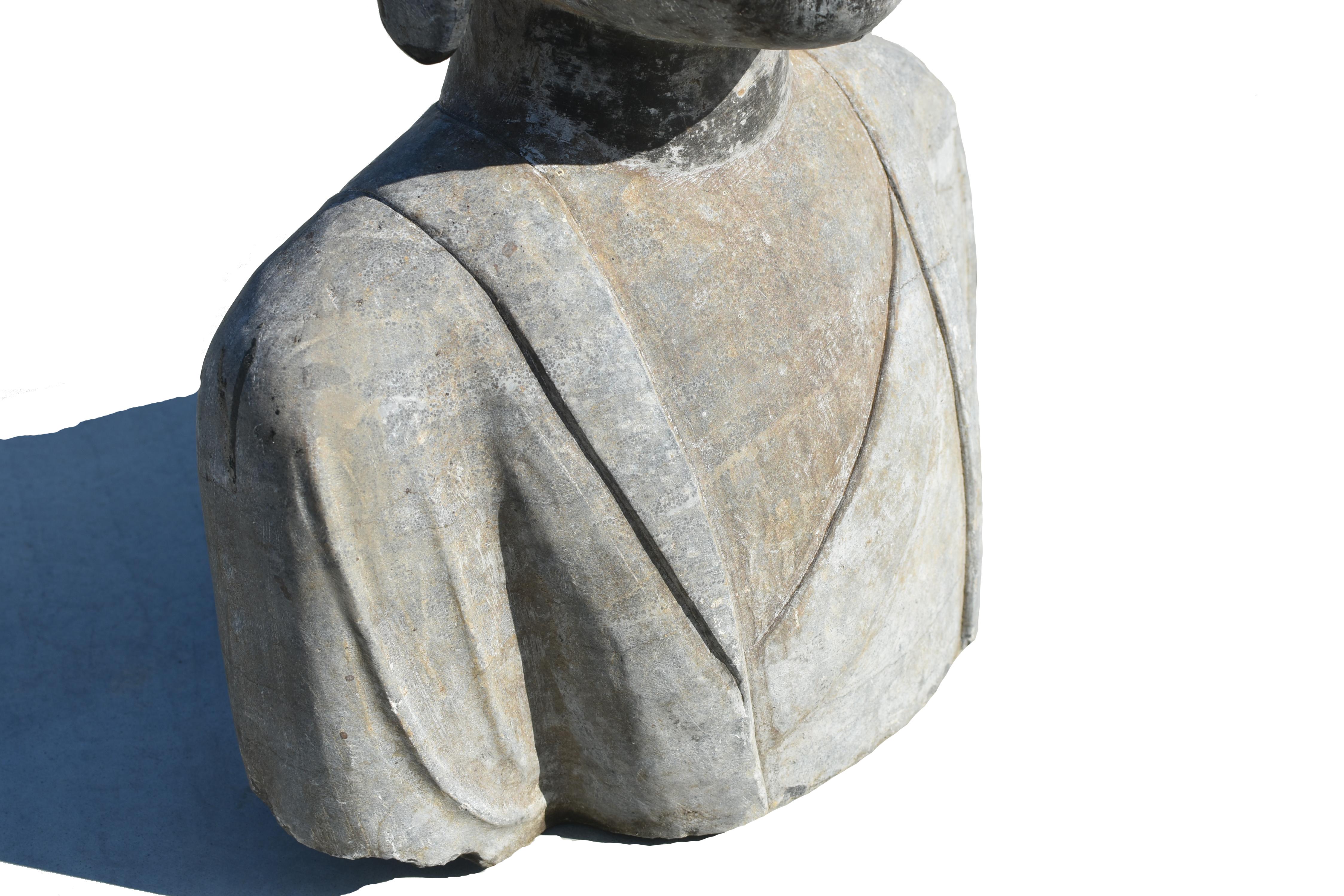 Chinese Large Solid Stone Buddha Bust For Sale