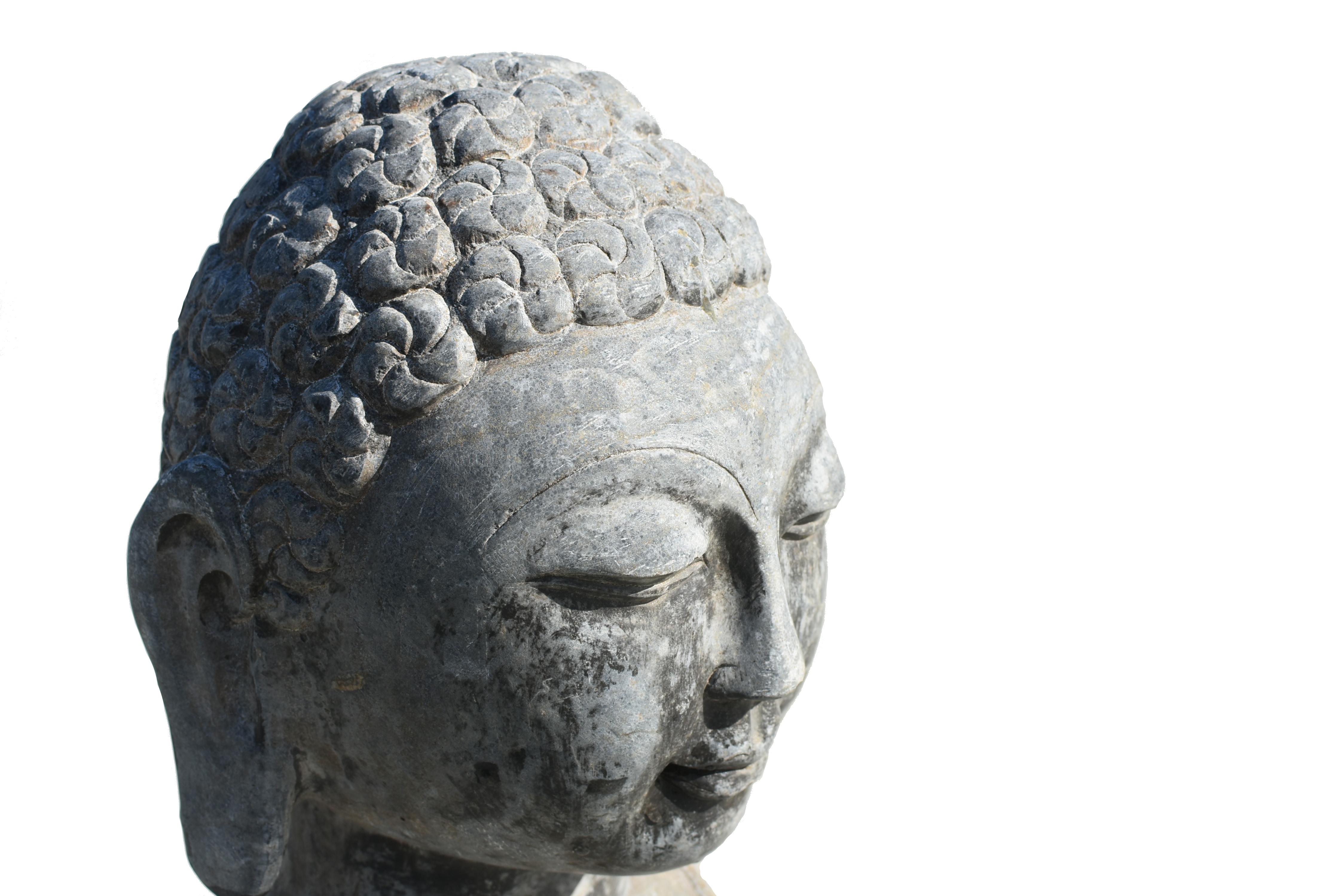 20th Century Large Solid Stone Buddha Bust For Sale