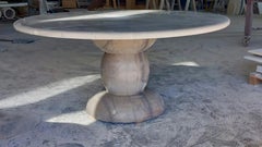 Large Solid Stone Sculptural Marble Round Outdoor Dining Table