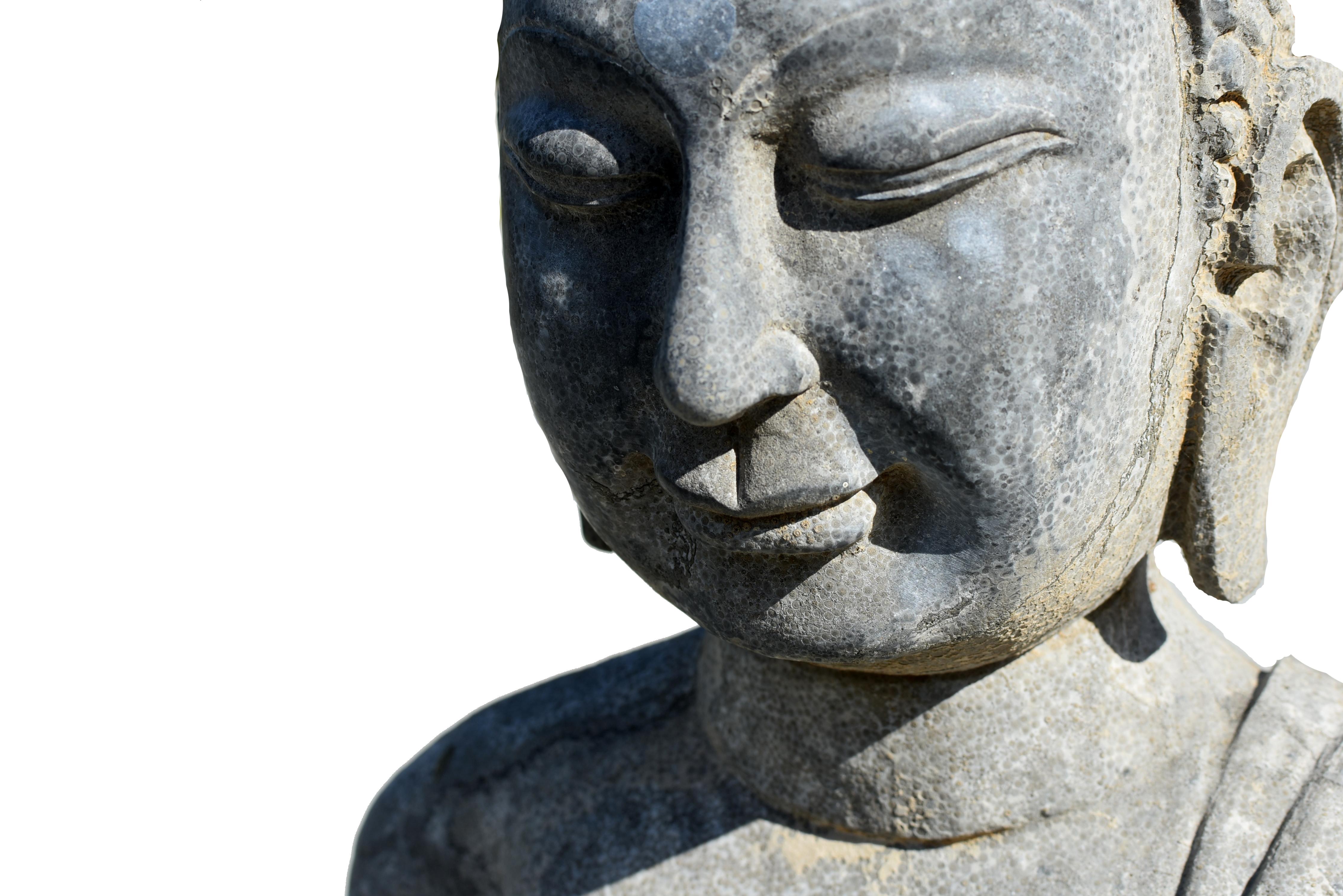 Grand bouddha assis en pierre massive en vente 2