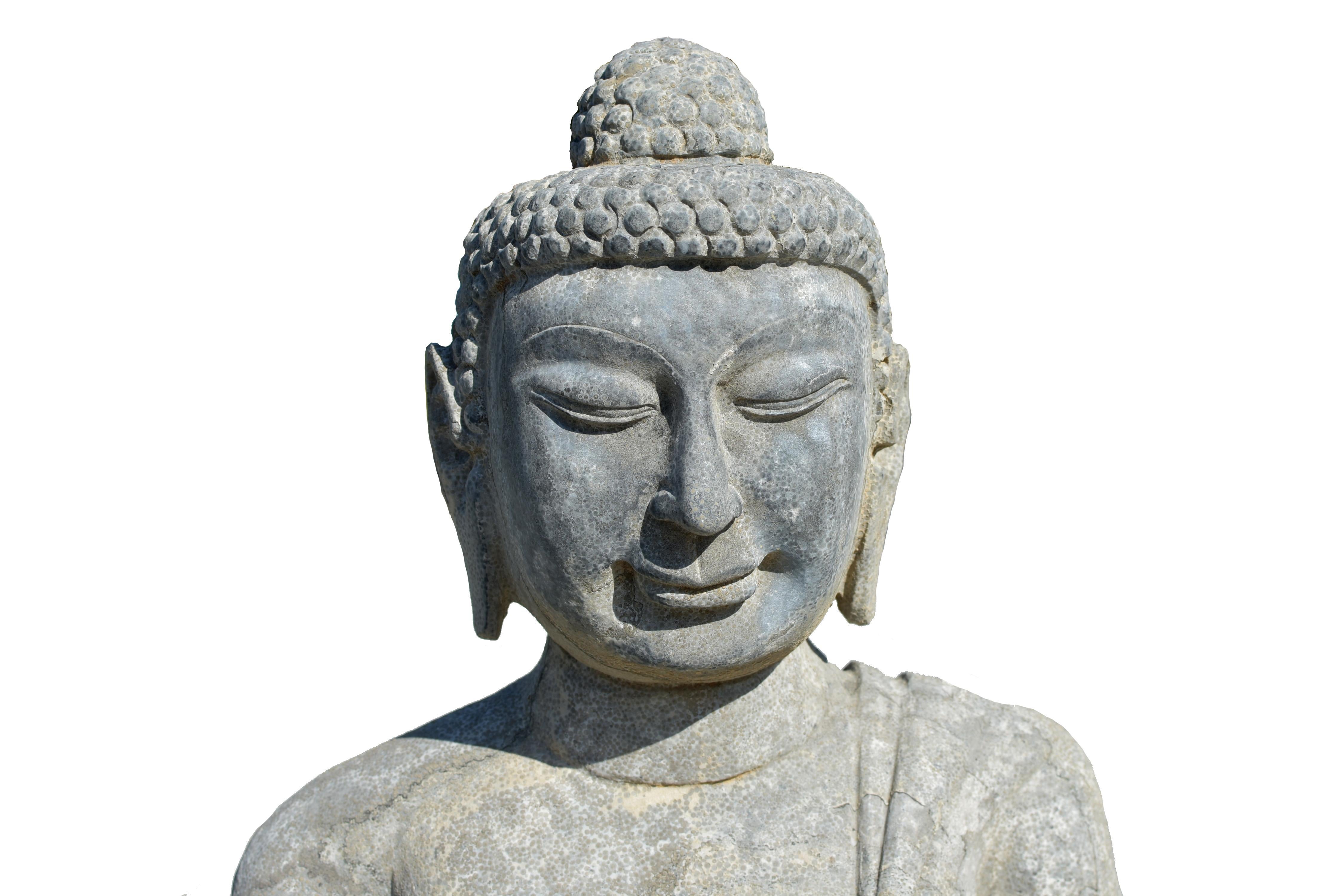 20th Century Large Solid Stone Sitting Buddha For Sale