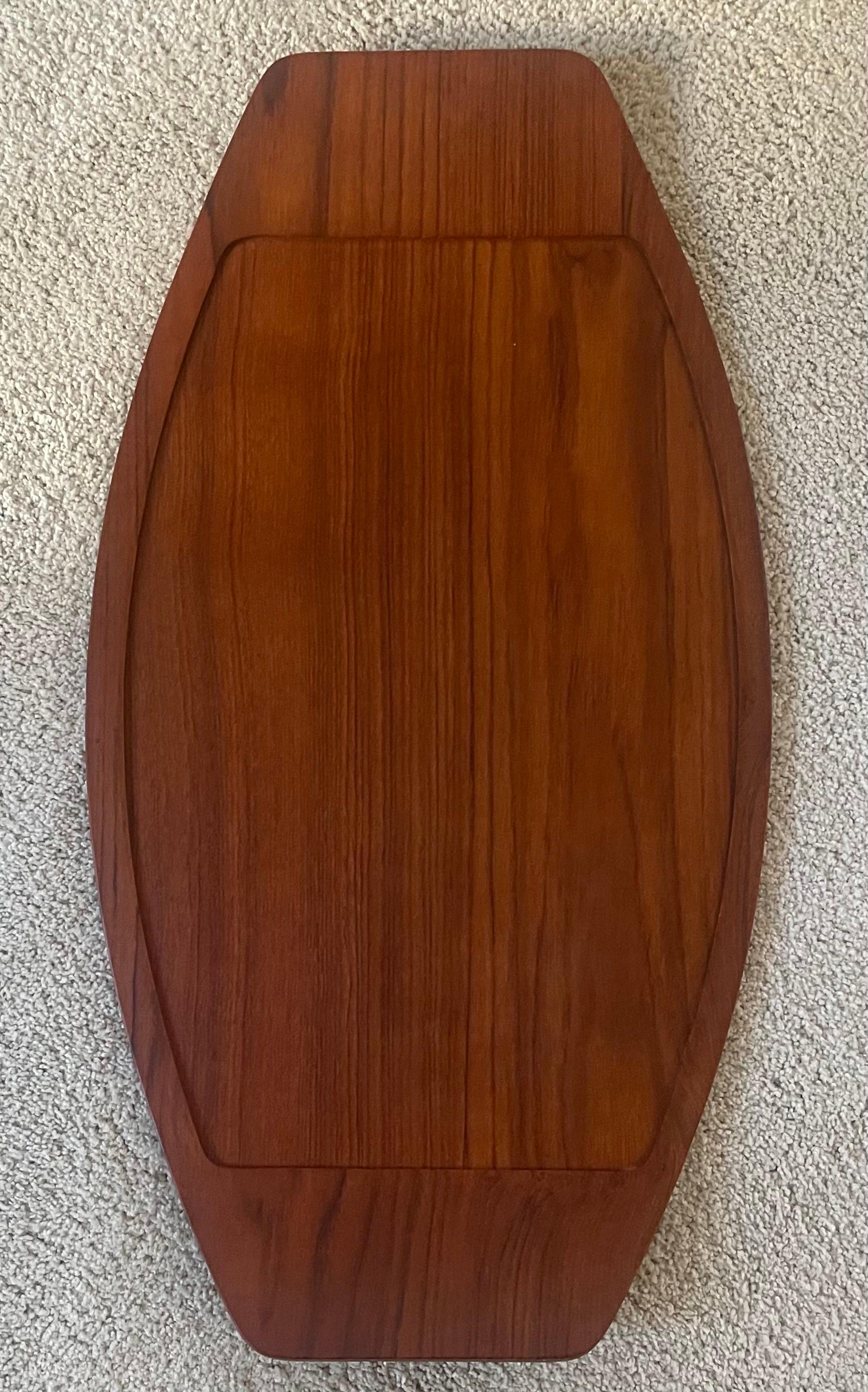 Danish Large Solid Teak Surfboard Tray with Raised Edge by Digsmed - Rare For Sale