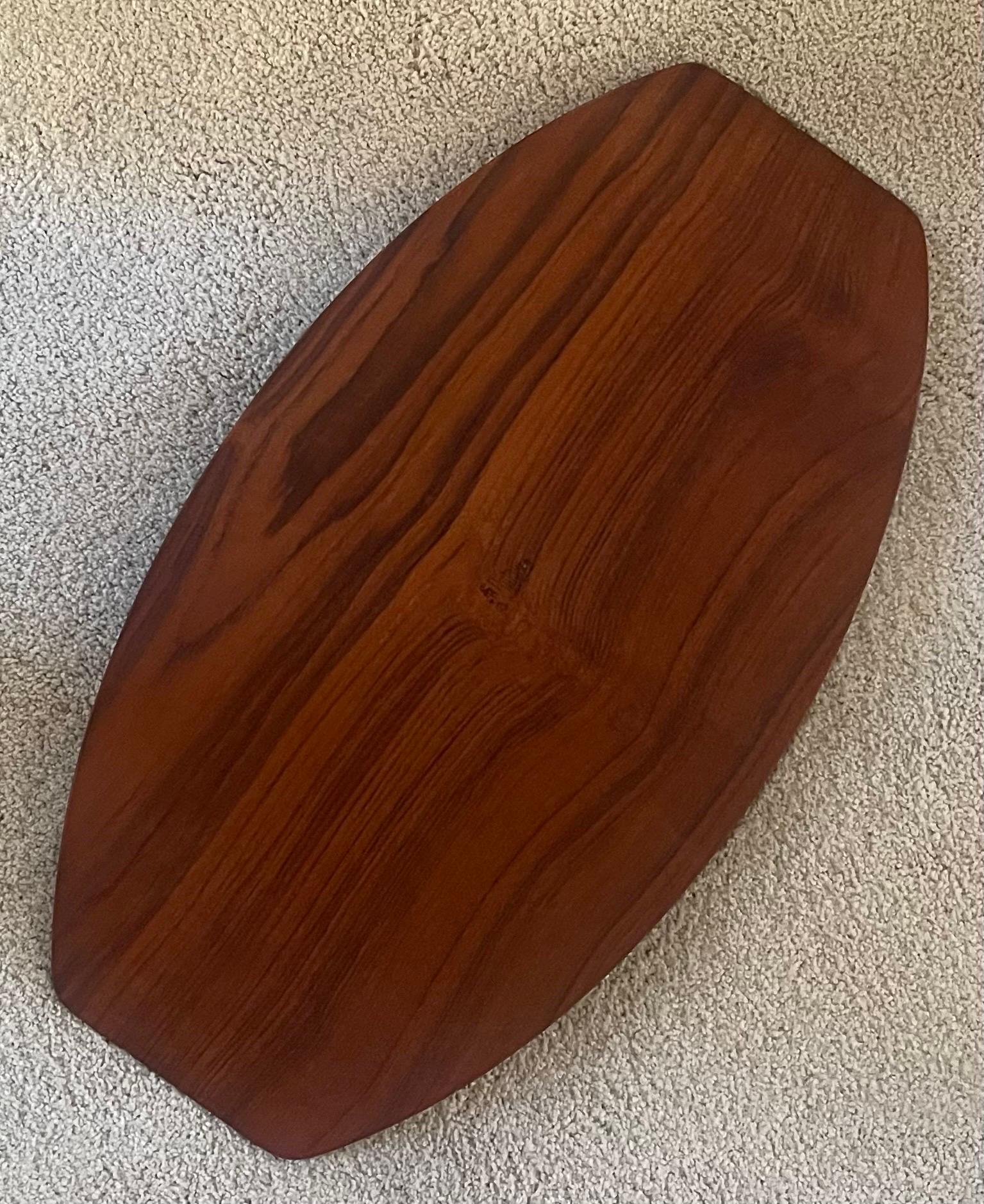Large Solid Teak Surfboard Tray with Raised Edge by Digsmed - Rare For Sale 1
