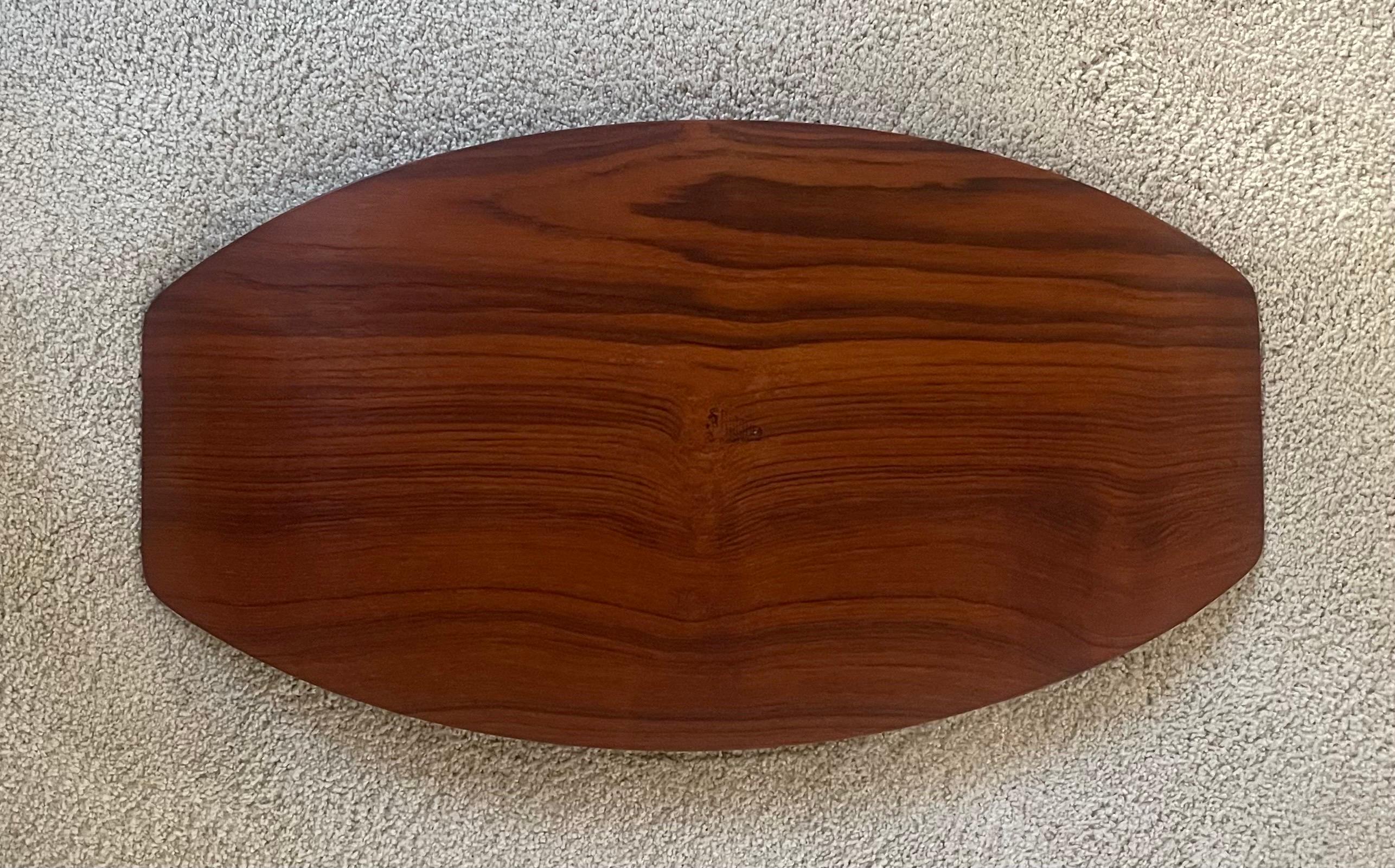 Large Solid Teak Surfboard Tray with Raised Edge by Digsmed - Rare For Sale 2