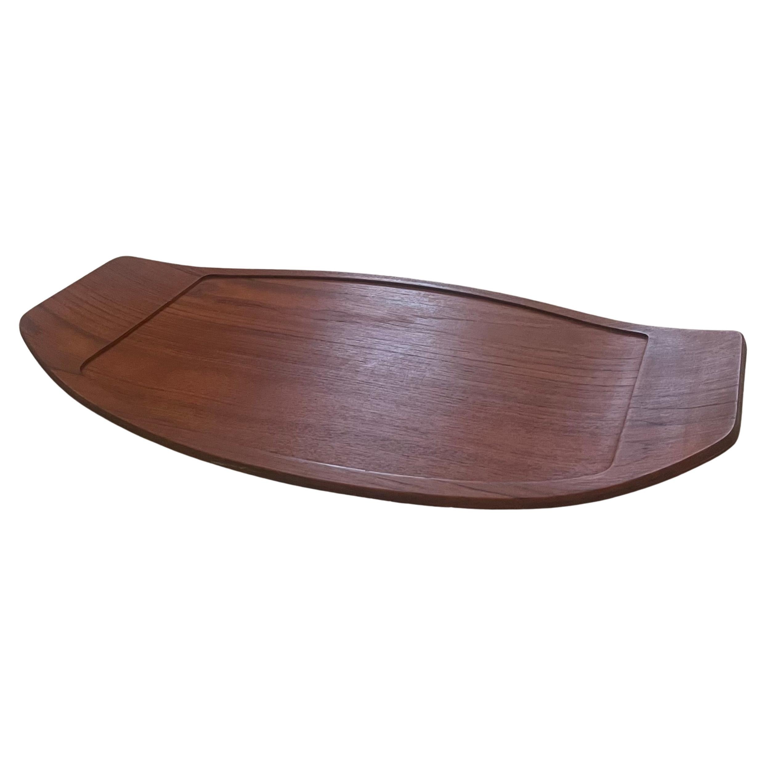 Large Solid Teak Surfboard Tray with Raised Edge by Digsmed - Rare For Sale