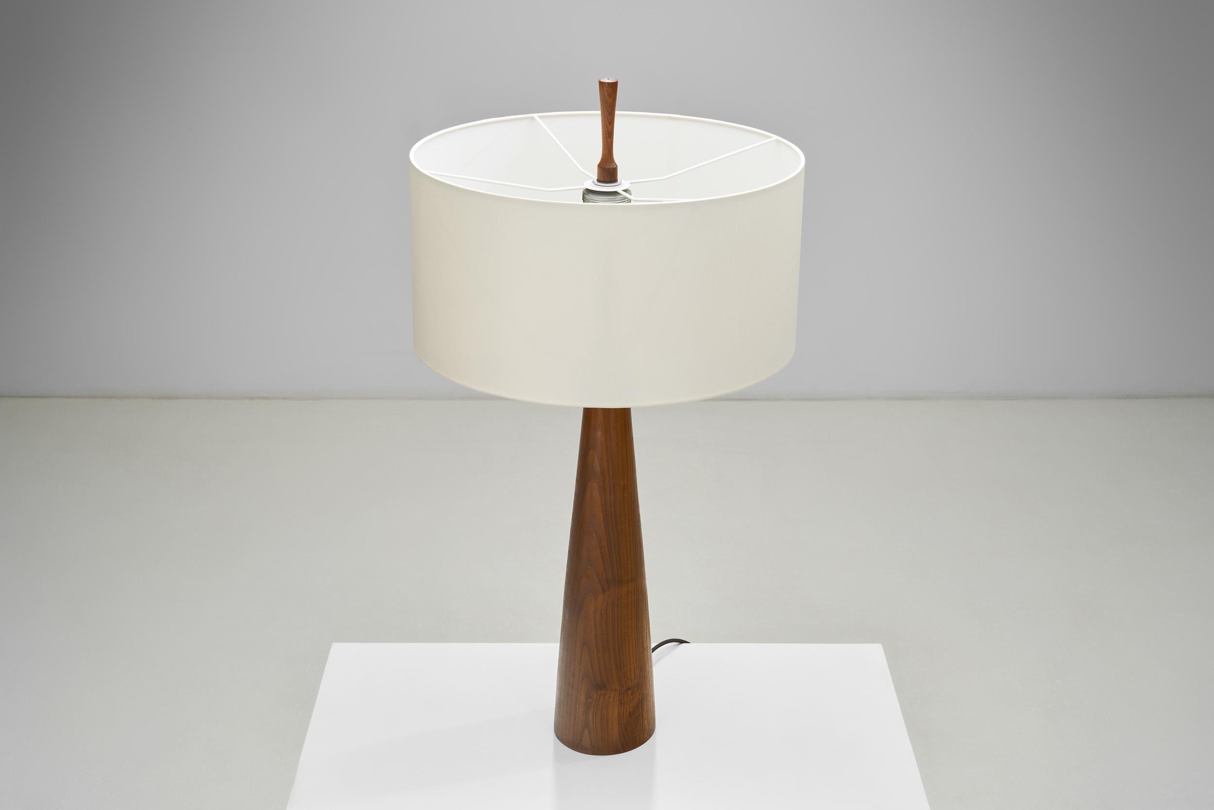Large Solid Walnut Table Lamp, France 1970s For Sale 3