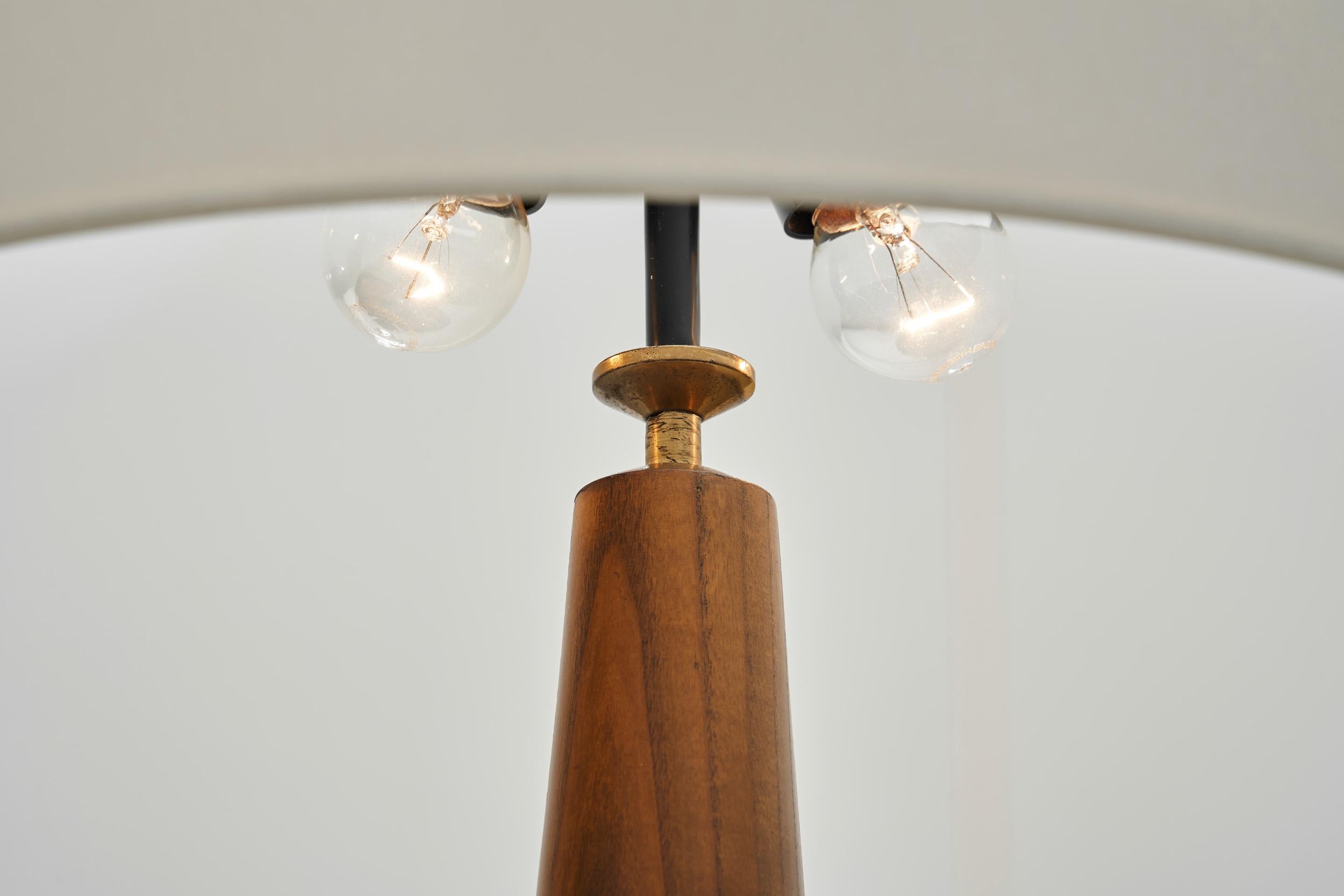 Large Solid Walnut Table Lamp, France 1970s For Sale 9