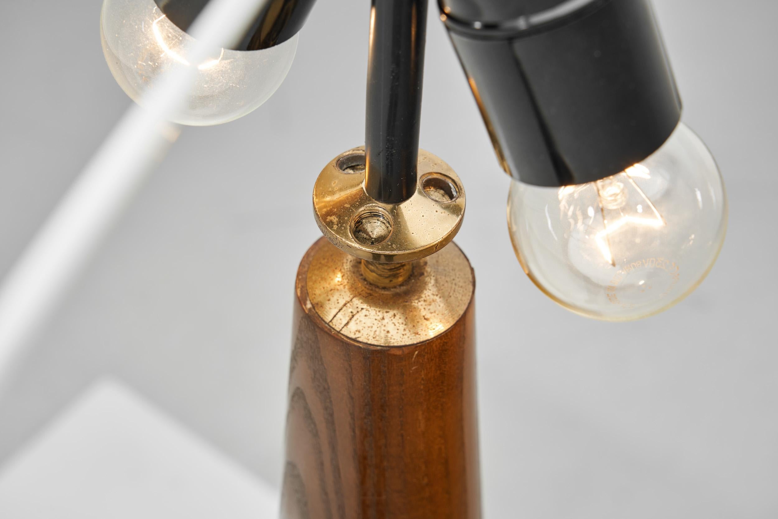 Large Solid Walnut Table Lamp, France 1970s For Sale 10