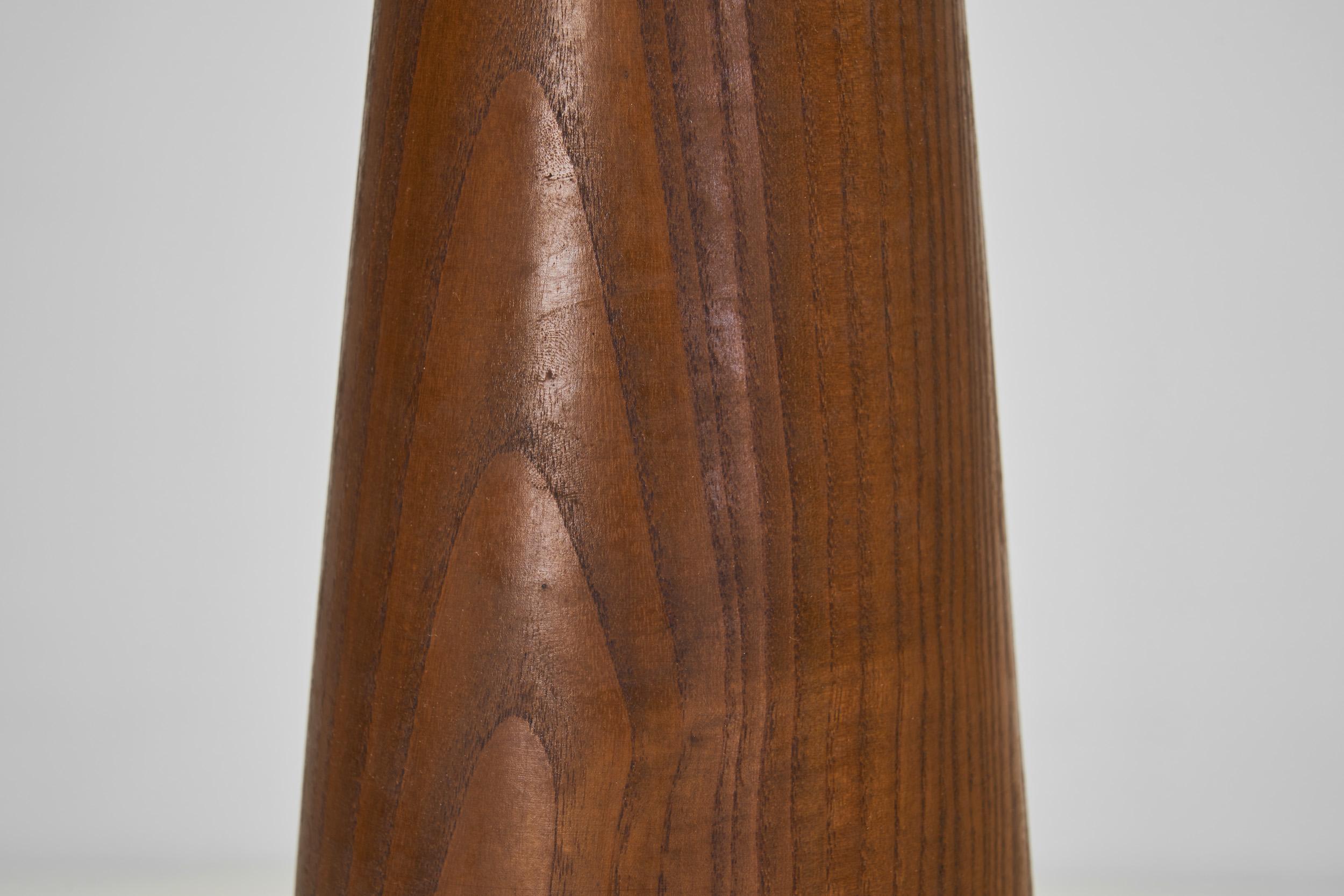Large Solid Walnut Table Lamp, France 1970s For Sale 11