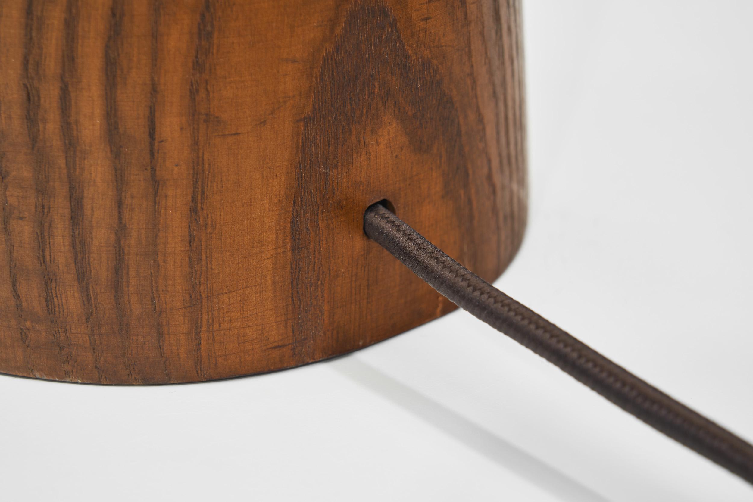 Large Solid Walnut Table Lamp, France 1970s For Sale 12
