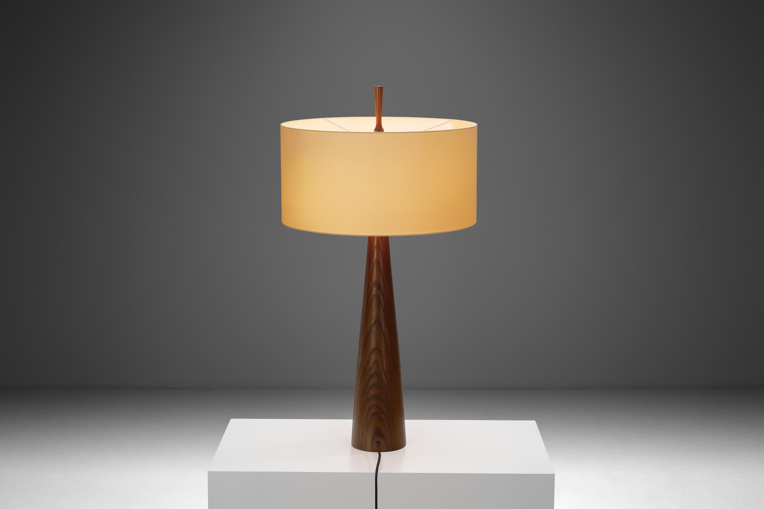 Late 20th Century Large Solid Walnut Table Lamp, France 1970s For Sale