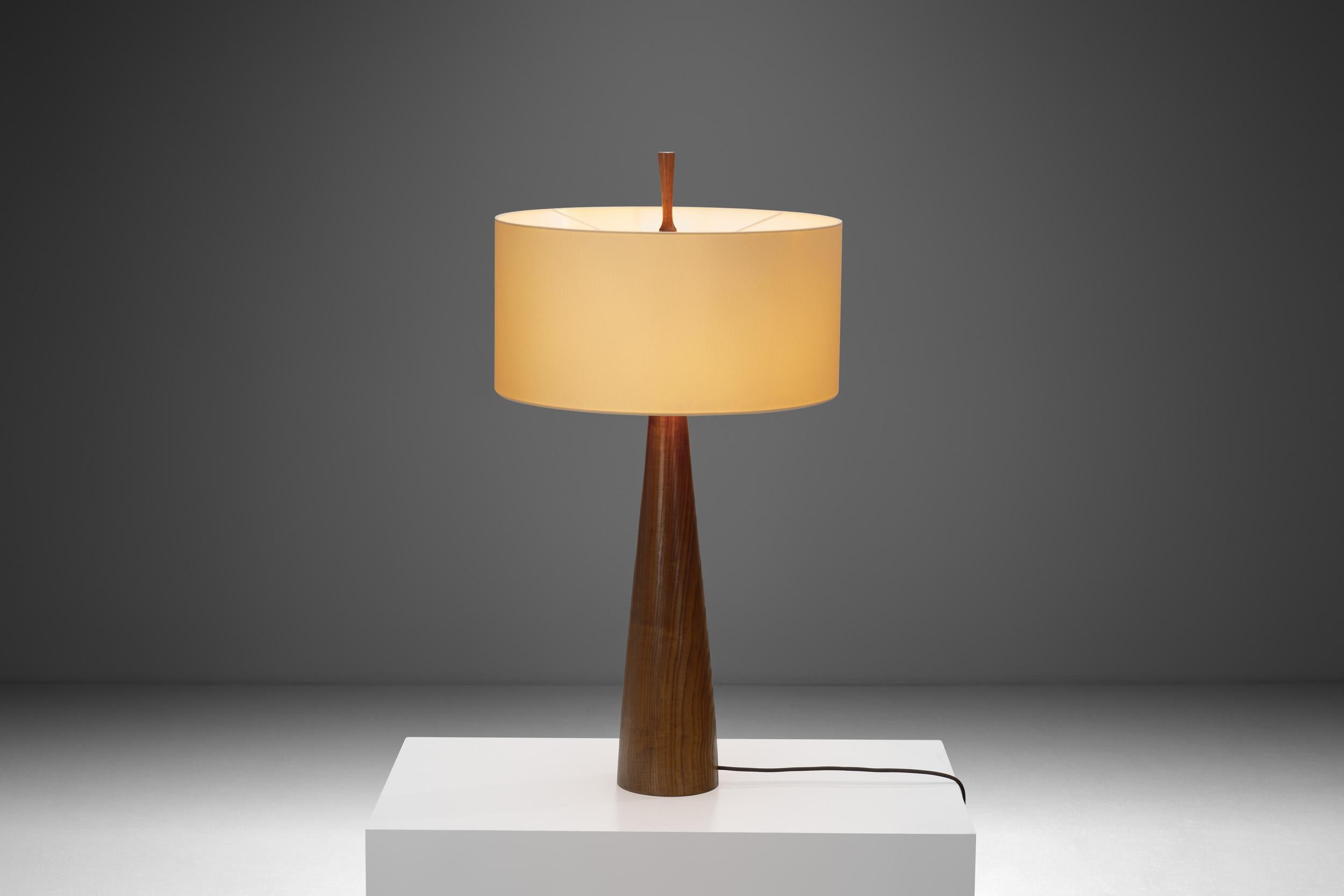 Large Solid Walnut Table Lamp, France 1970s For Sale 1