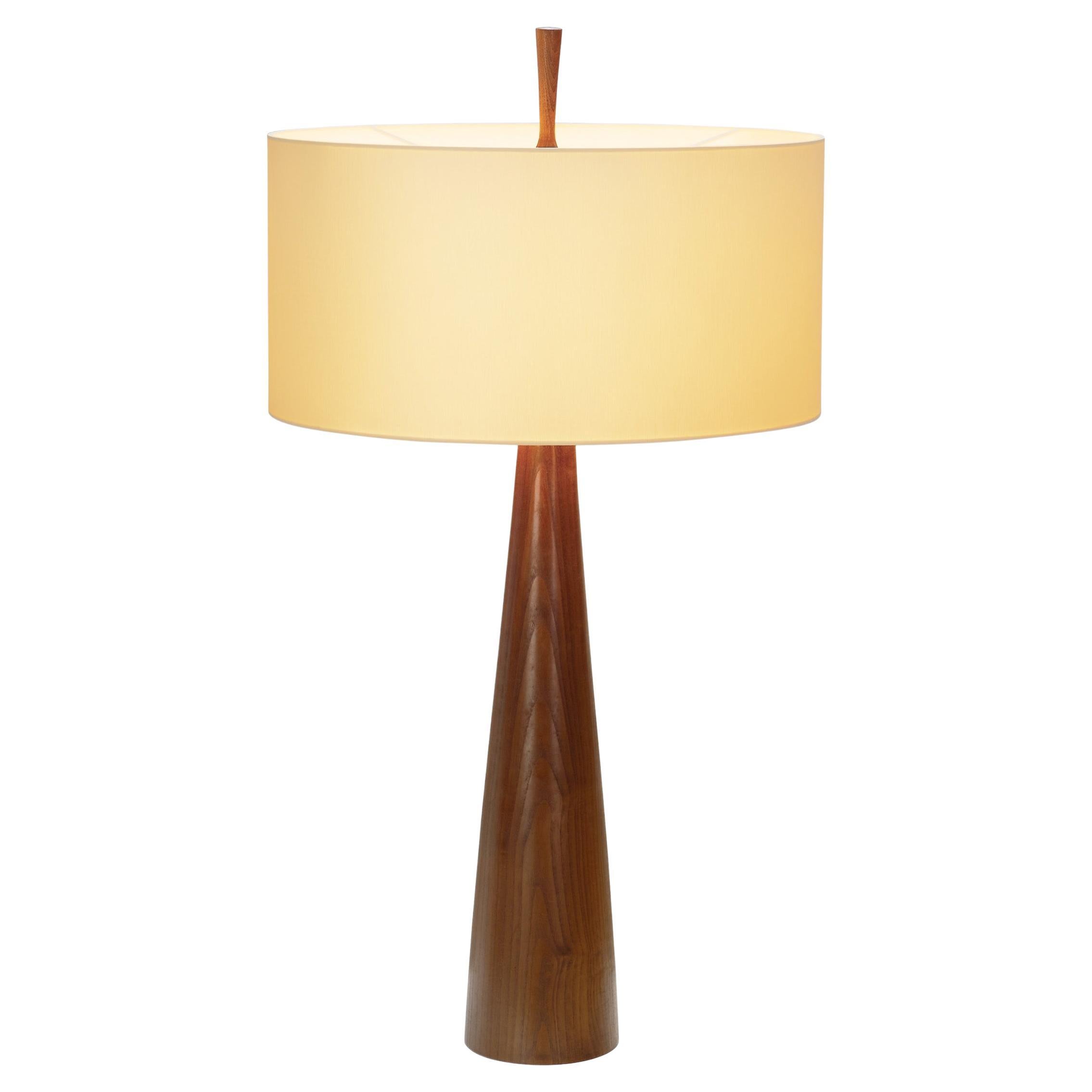 Grande lampe de table en noyer massif, France, années 1970