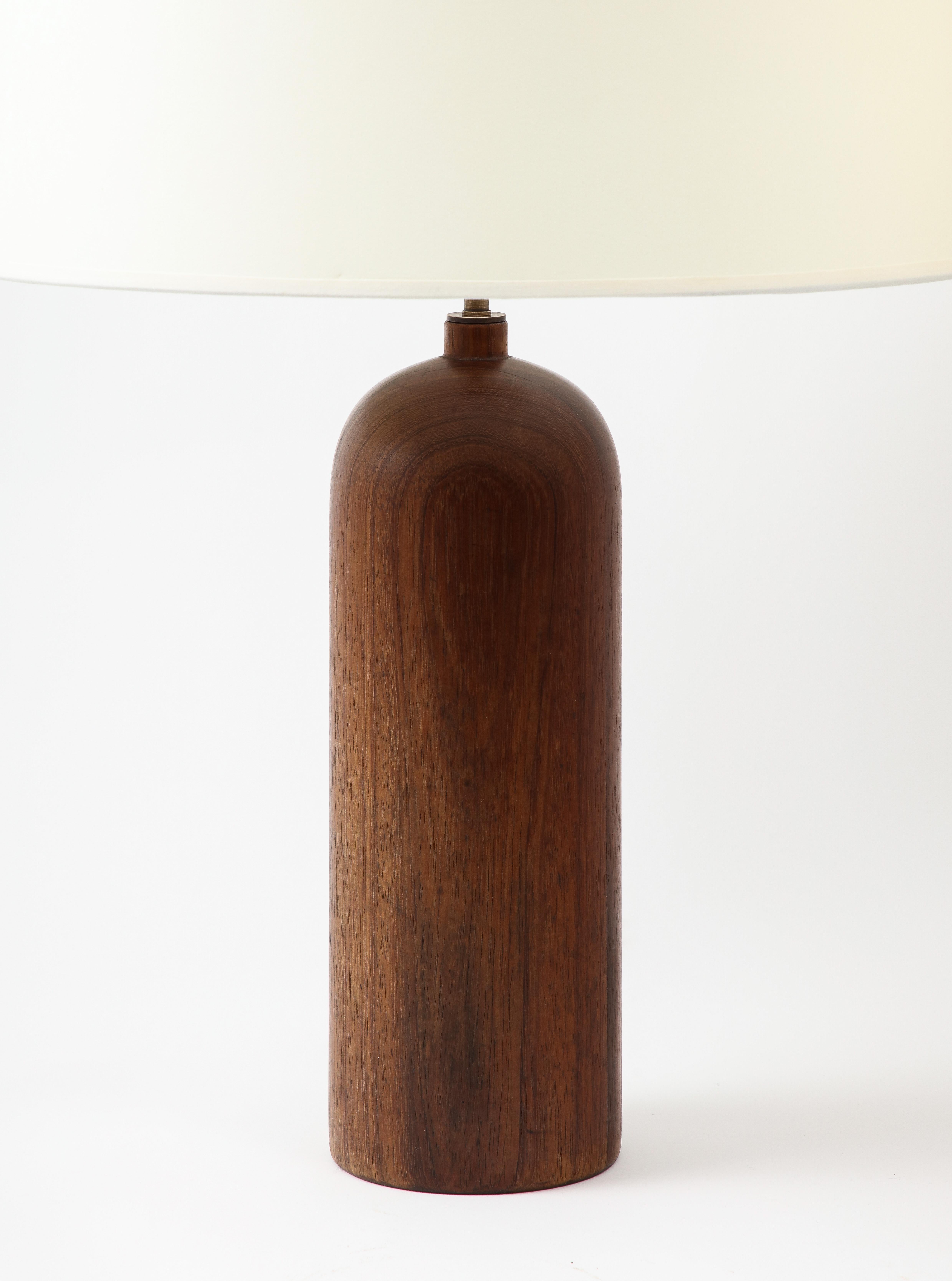 American Pair of Large Solid Walnut Table lamps, USA 1960's