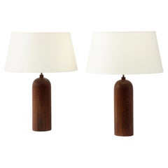 Large Solid Walnut Table lamps, USA 1960's