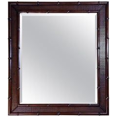 Large Solid Wood Carved Faux Bamboo Mirror