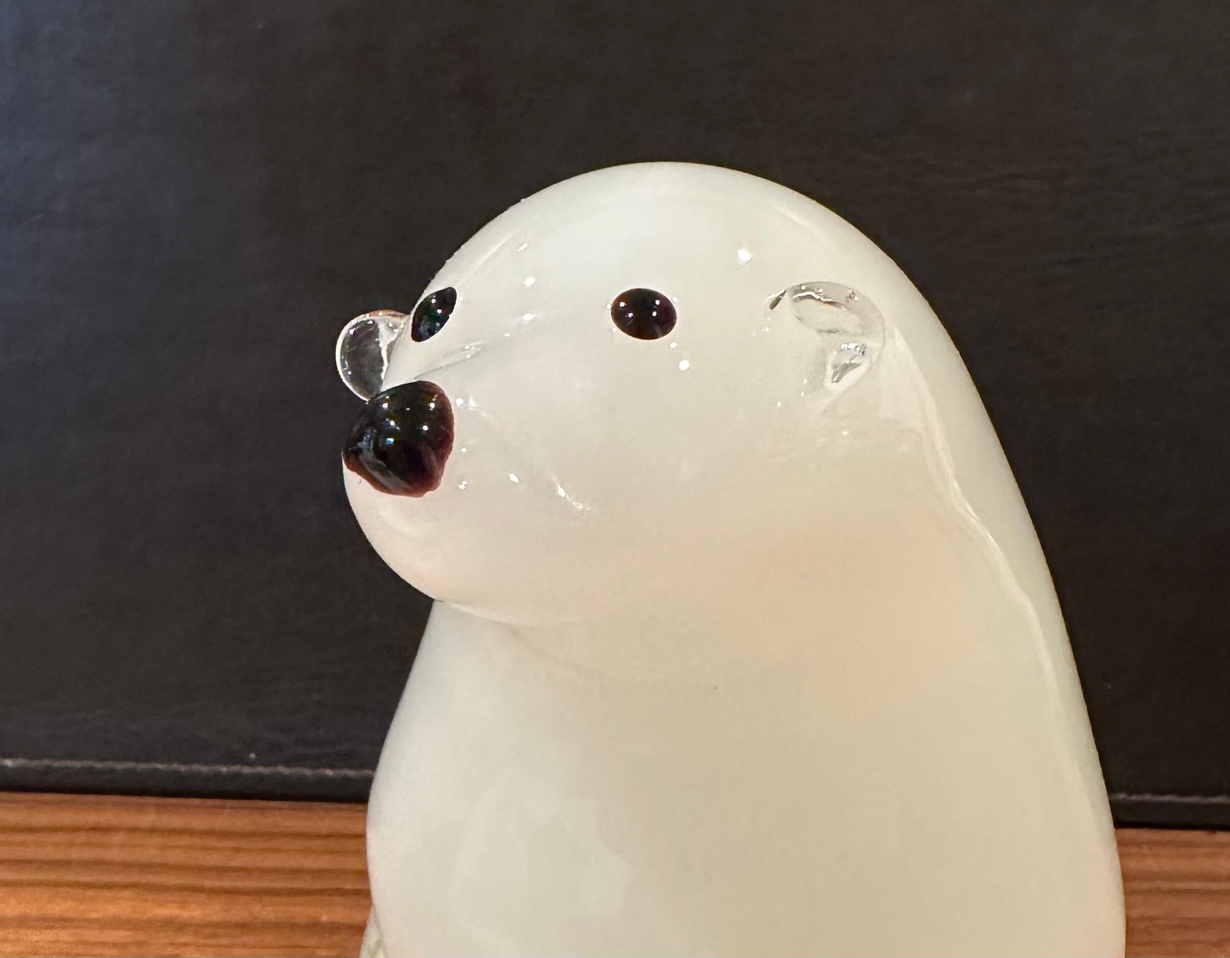 Große Eisbär-Skulptur aus Kunstglas von Murano-Glas Sommerso im Angebot 5