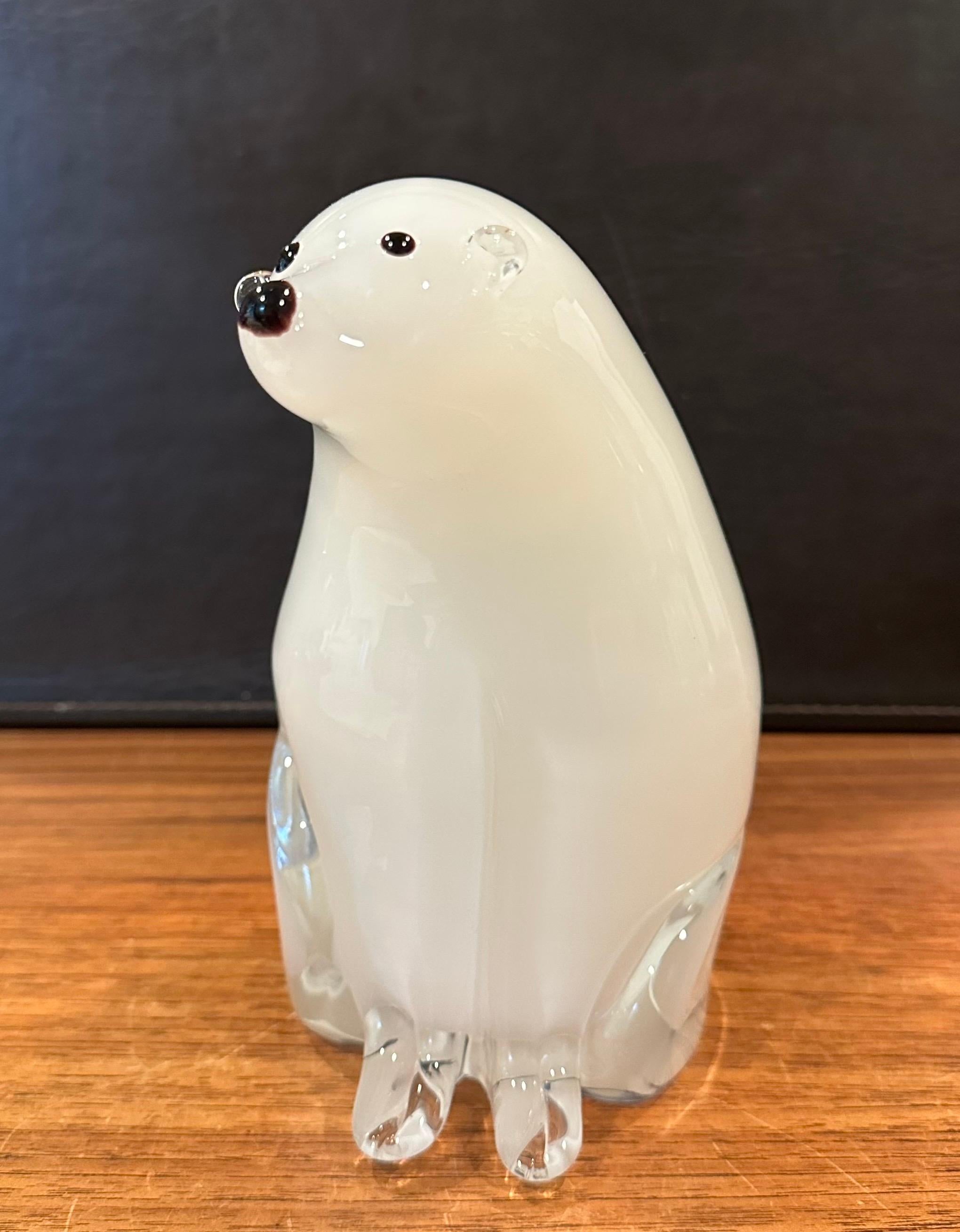 Große Eisbär-Skulptur aus Kunstglas von Murano-Glas Sommerso im Zustand „Gut“ im Angebot in San Diego, CA