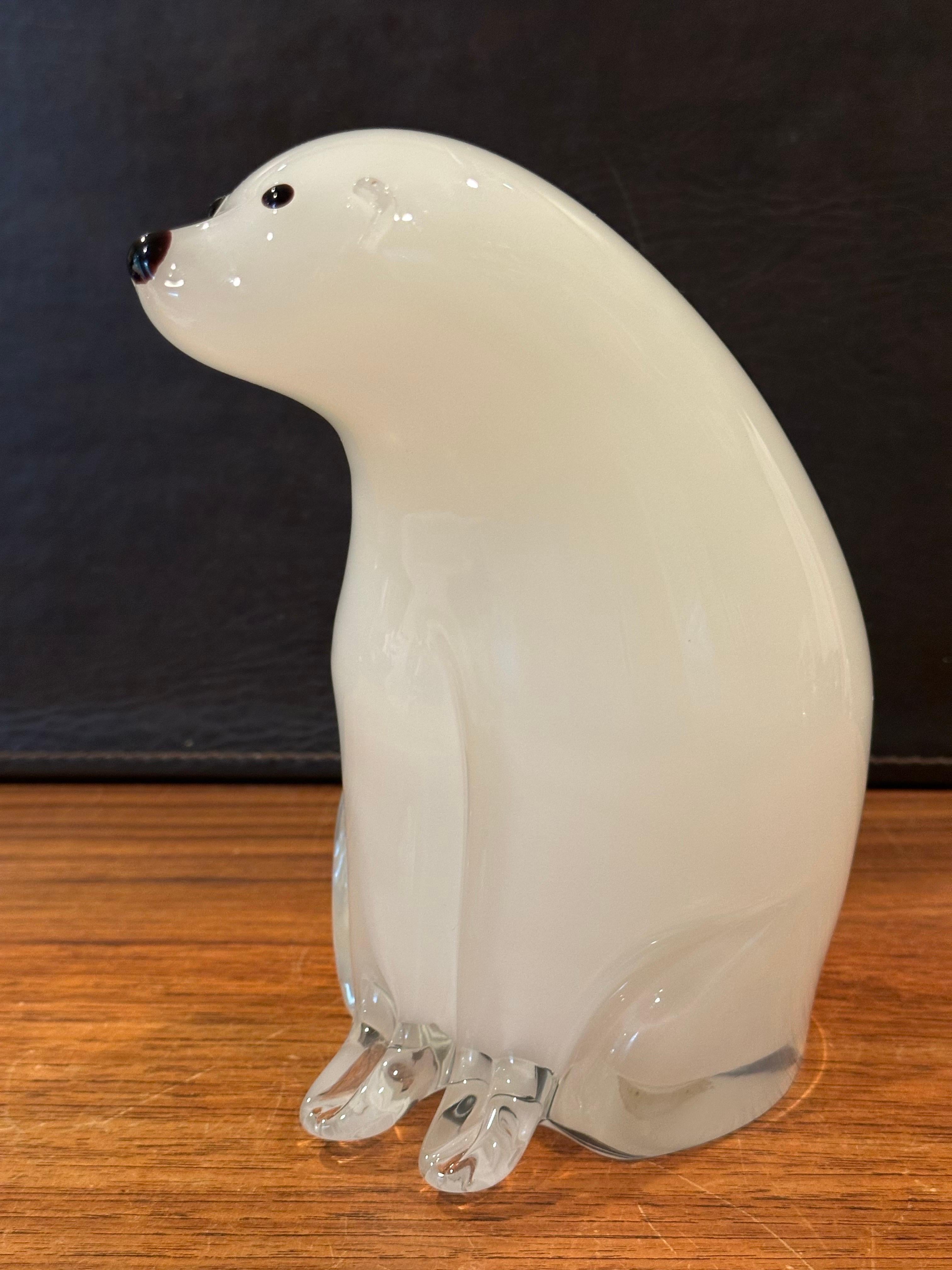 Große Eisbär-Skulptur aus Kunstglas von Murano-Glas Sommerso (Glaskunst) im Angebot