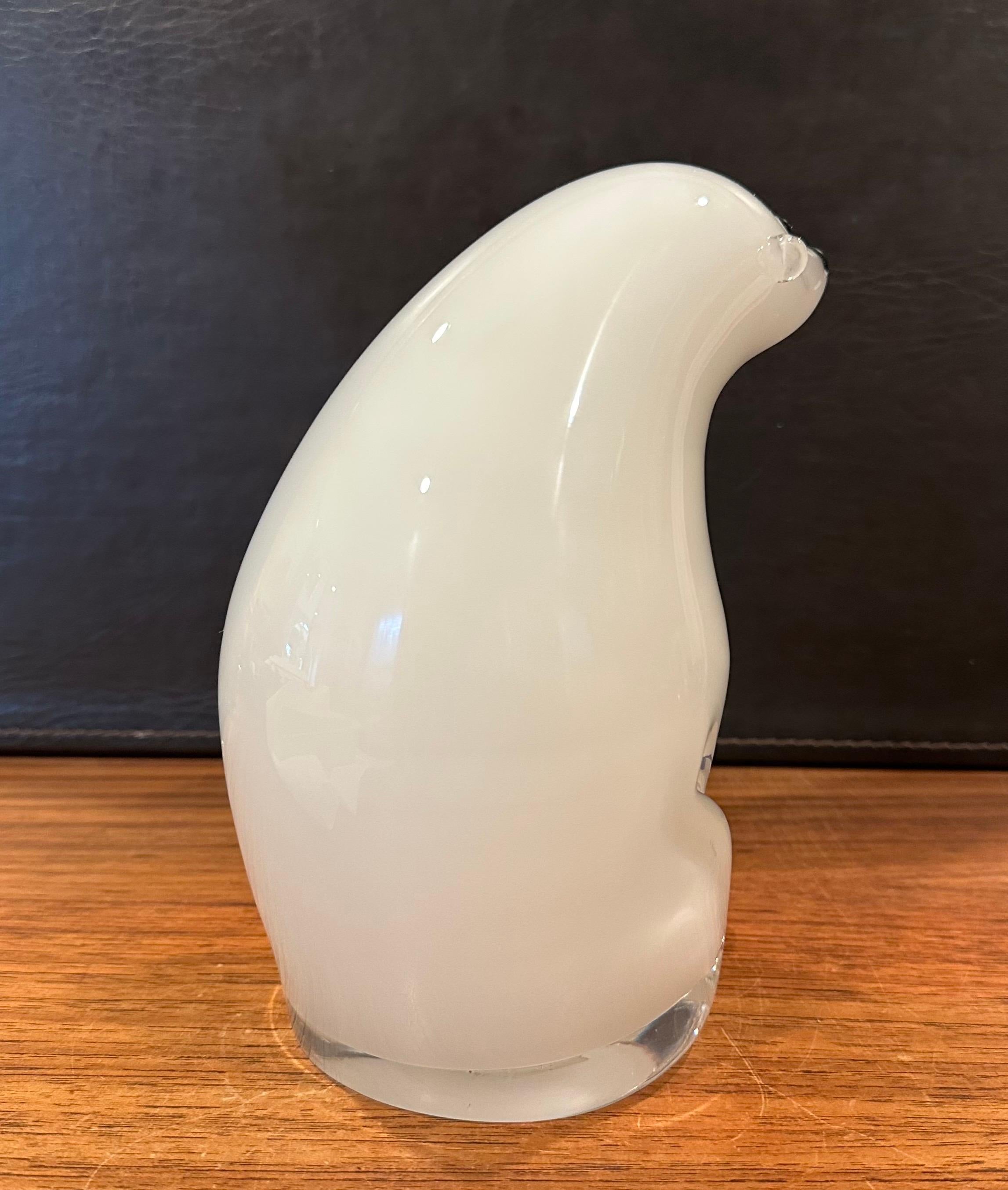 Große Eisbär-Skulptur aus Kunstglas von Murano-Glas Sommerso im Angebot 3